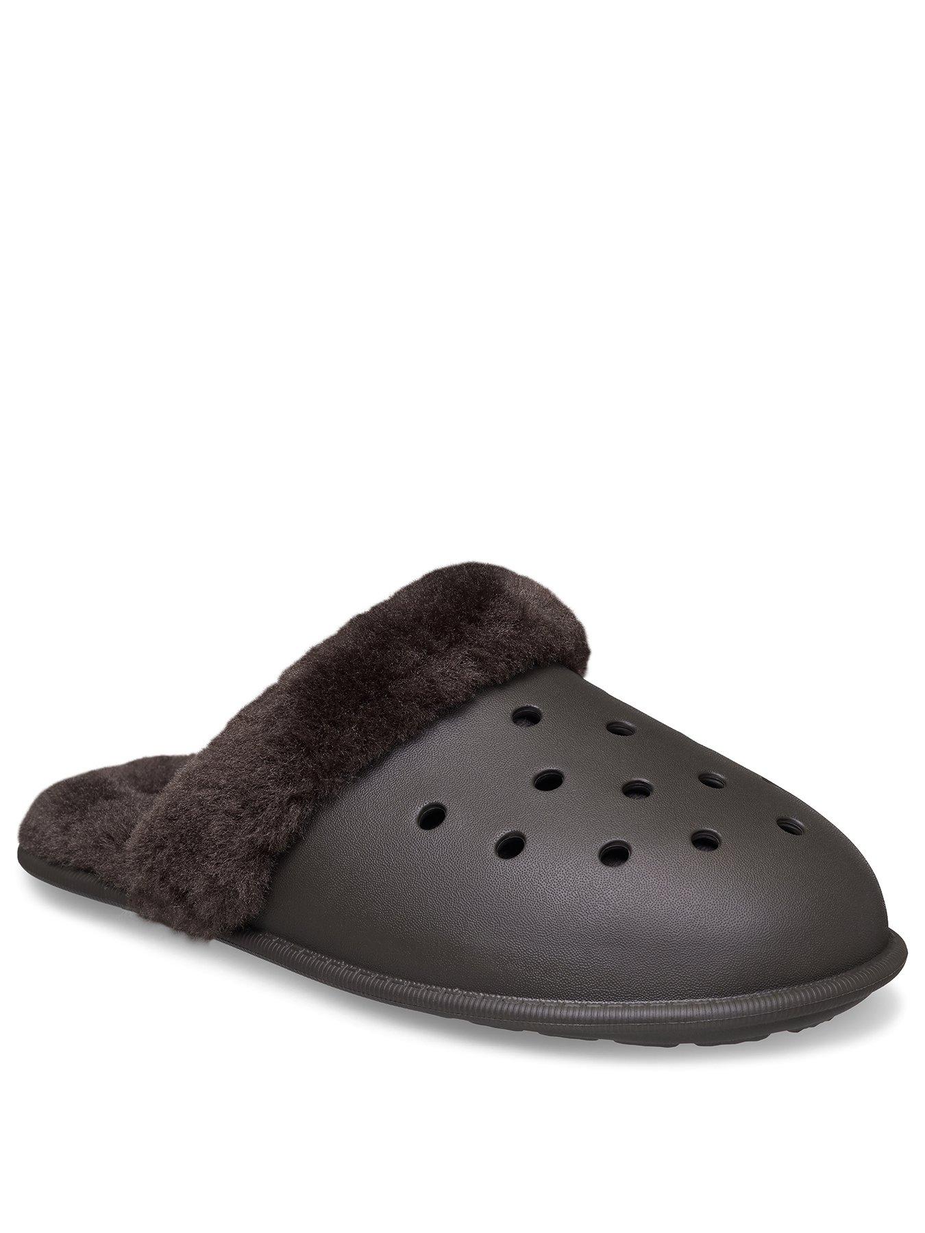 Image 2 of 6 of Crocs Classic Fuzz Scuff Slipper - Brown