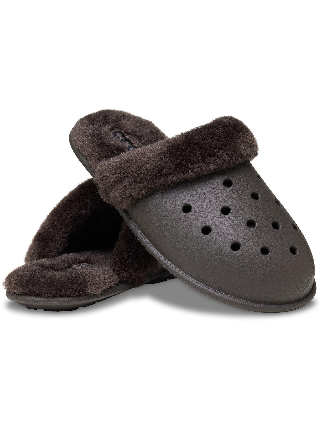 Image 6 of 6 of Crocs Classic Fuzz Scuff Slipper - Brown