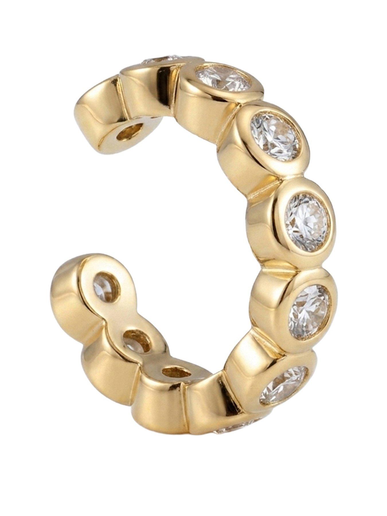 Image 1 of 4 of The Love Collection 18ct Gold Plated Sterling Silver CZ Bobble Cuff