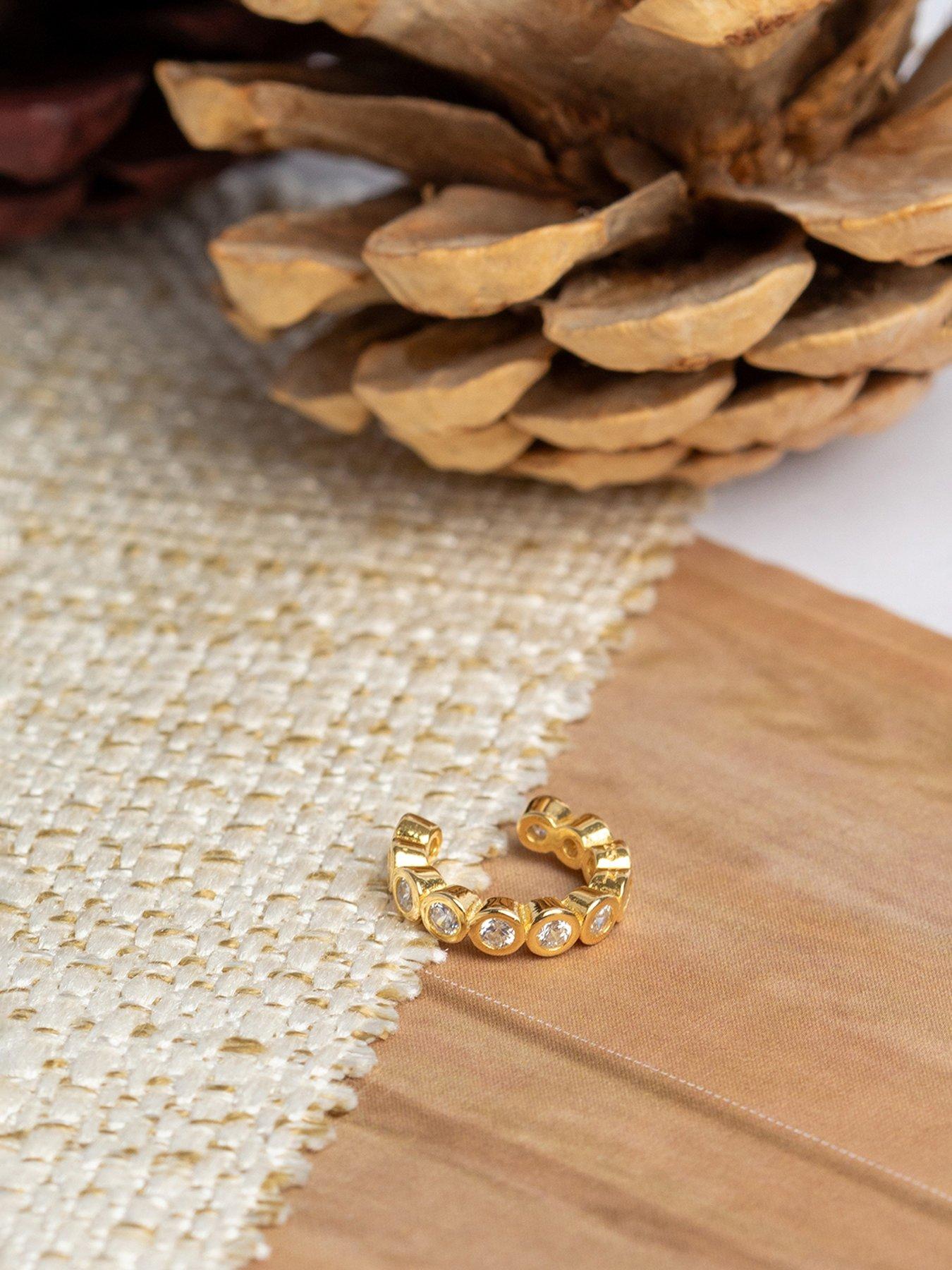 Image 4 of 4 of The Love Collection 18ct Gold Plated Sterling Silver CZ Bobble Cuff
