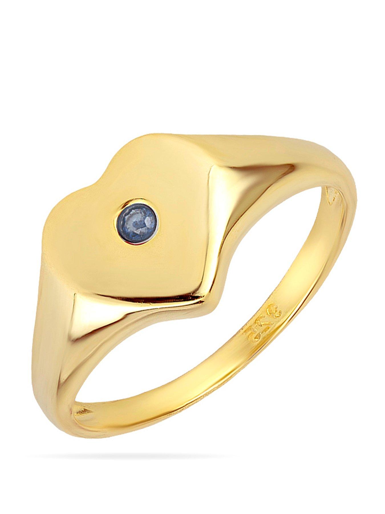 Image 1 of 3 of The Love Collection Gold Plated Sterling Silver Birthstone Heart Signet Ring