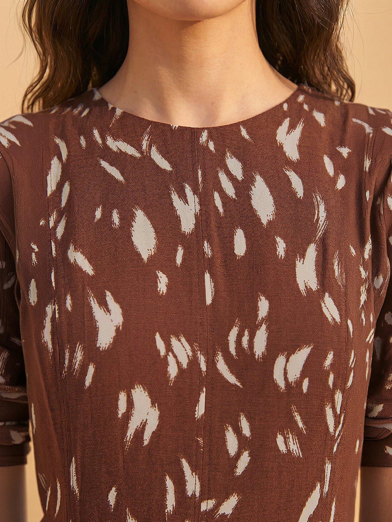 Image 2 of 4 of Roman Brush Stroke Panel Midi Dress