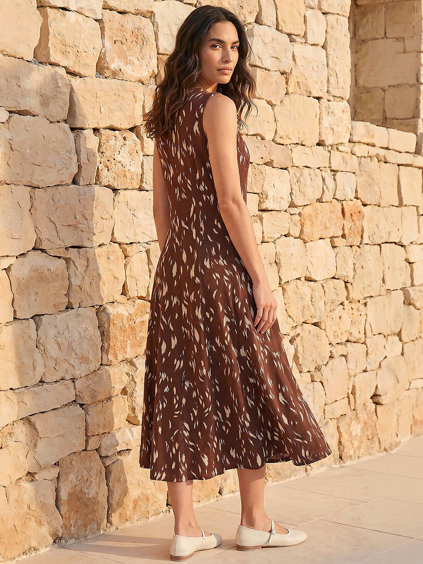 Image 3 of 4 of Roman Brush Stroke Panel Midi Dress