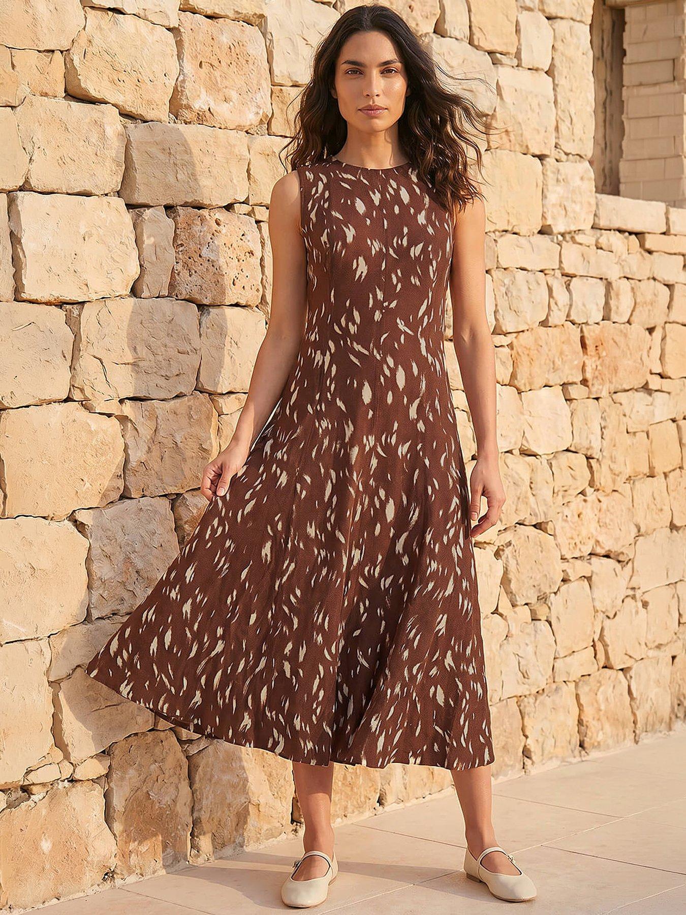 Image 4 of 4 of Roman Brush Stroke Panel Midi Dress