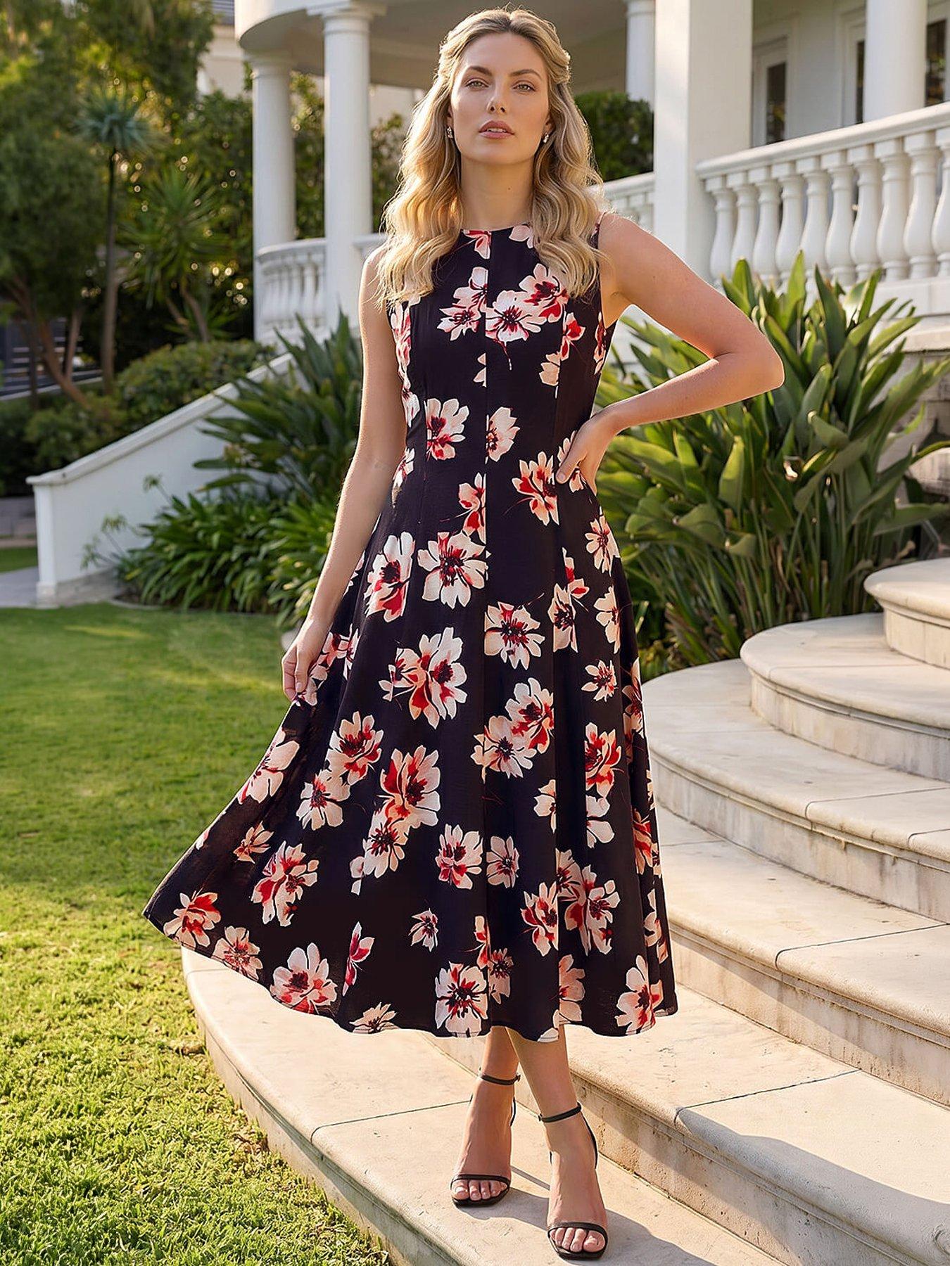 Image 4 of 4 of Roman Floral Panel Midi Dress