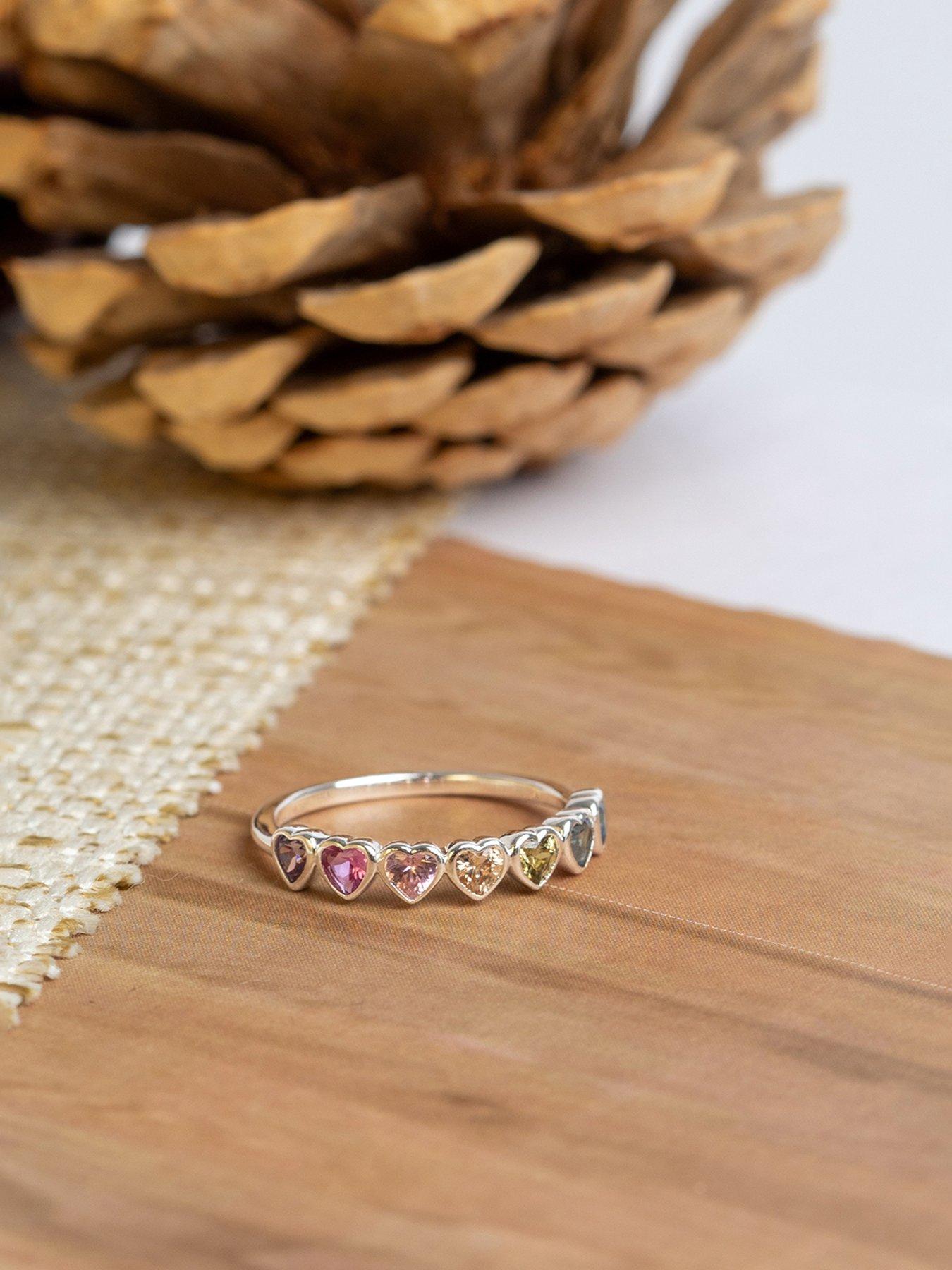Image 5 of 5 of The Love Collection Sterling Silver Rainbow heart CZ Ring