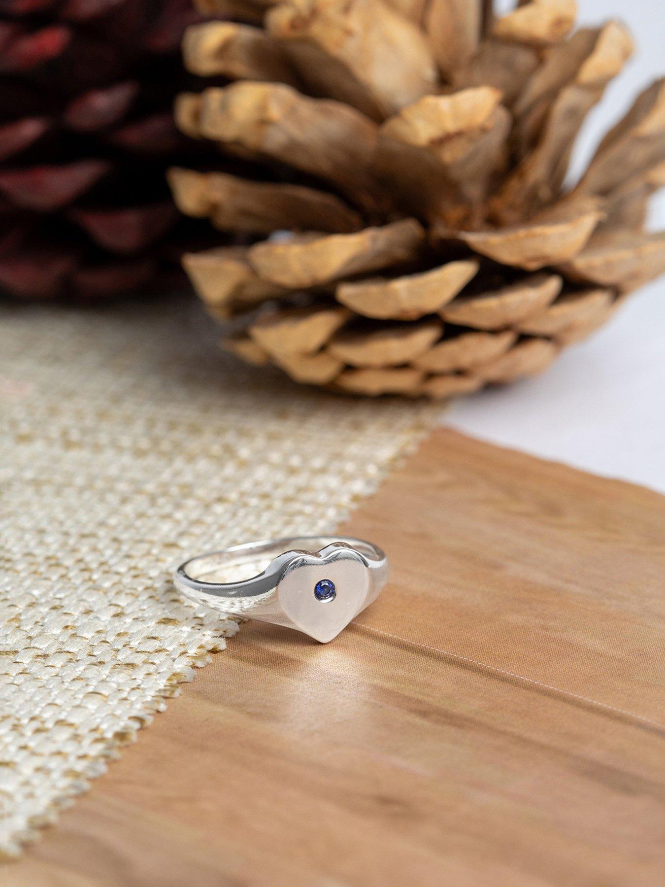 Image 4 of 4 of The Love Collection Sterling Silver Birthstone Heart Signet Ring