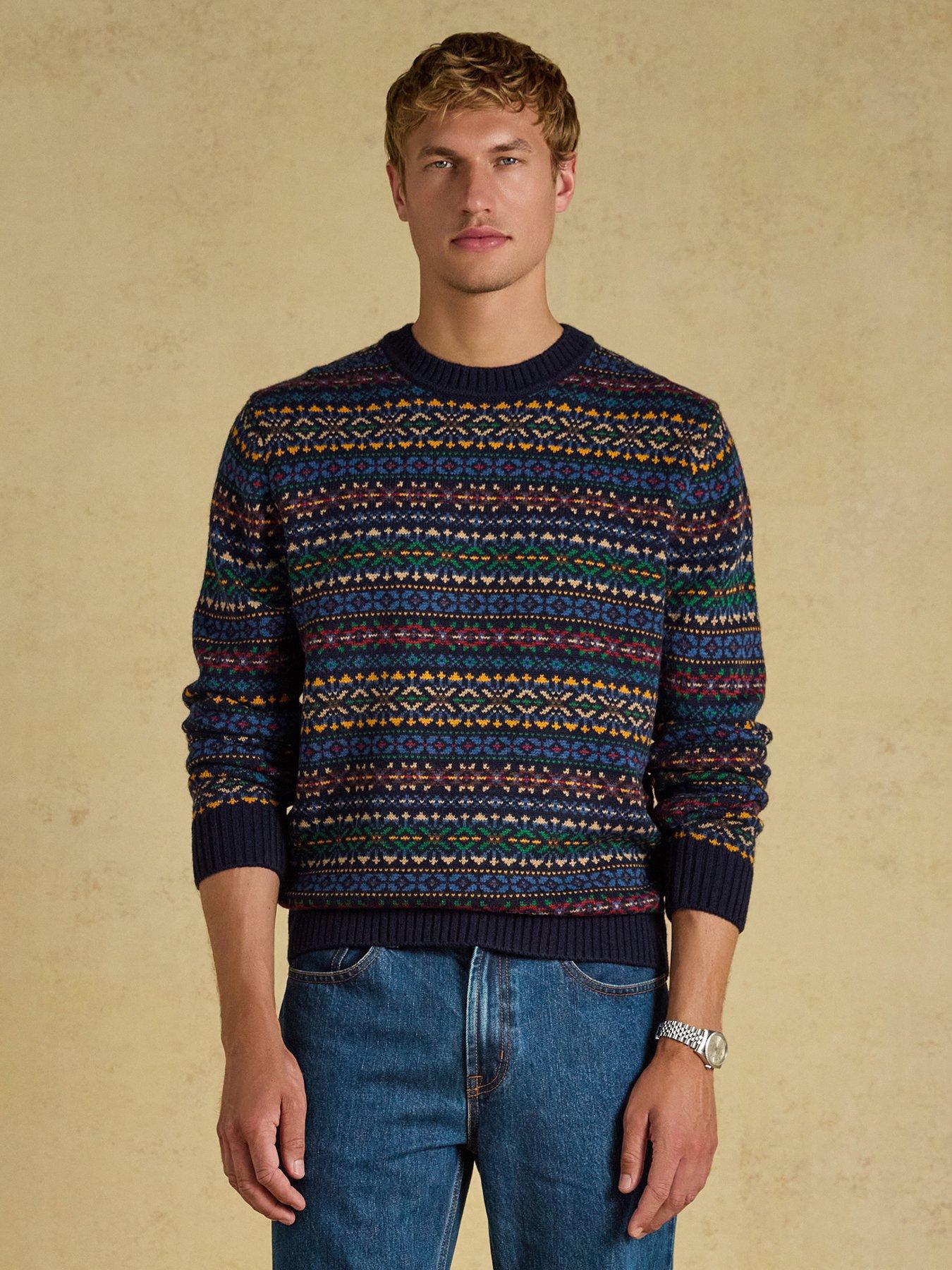 Image 1 of 7 of Joules Fairisle Crew Knitted Jumper- Navy