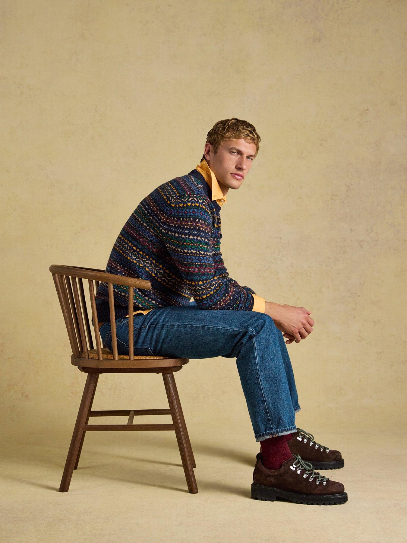 Image 4 of 7 of Joules Fairisle Crew Knitted Jumper- Navy