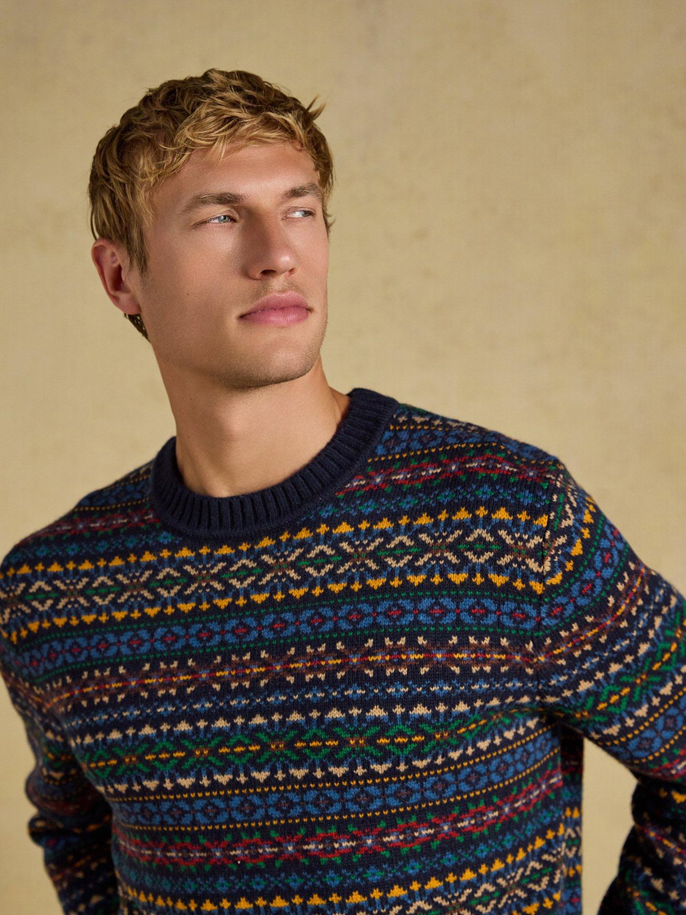 Image 6 of 7 of Joules Fairisle Crew Knitted Jumper- Navy