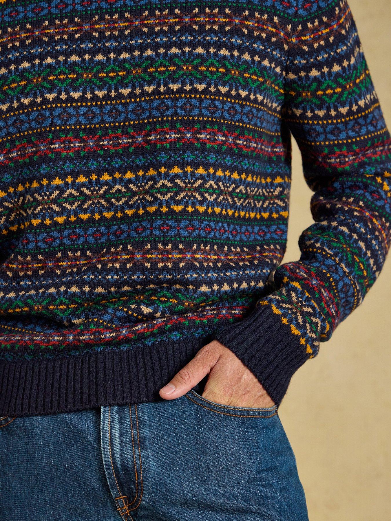 Image 7 of 7 of Joules Fairisle Crew Knitted Jumper- Navy