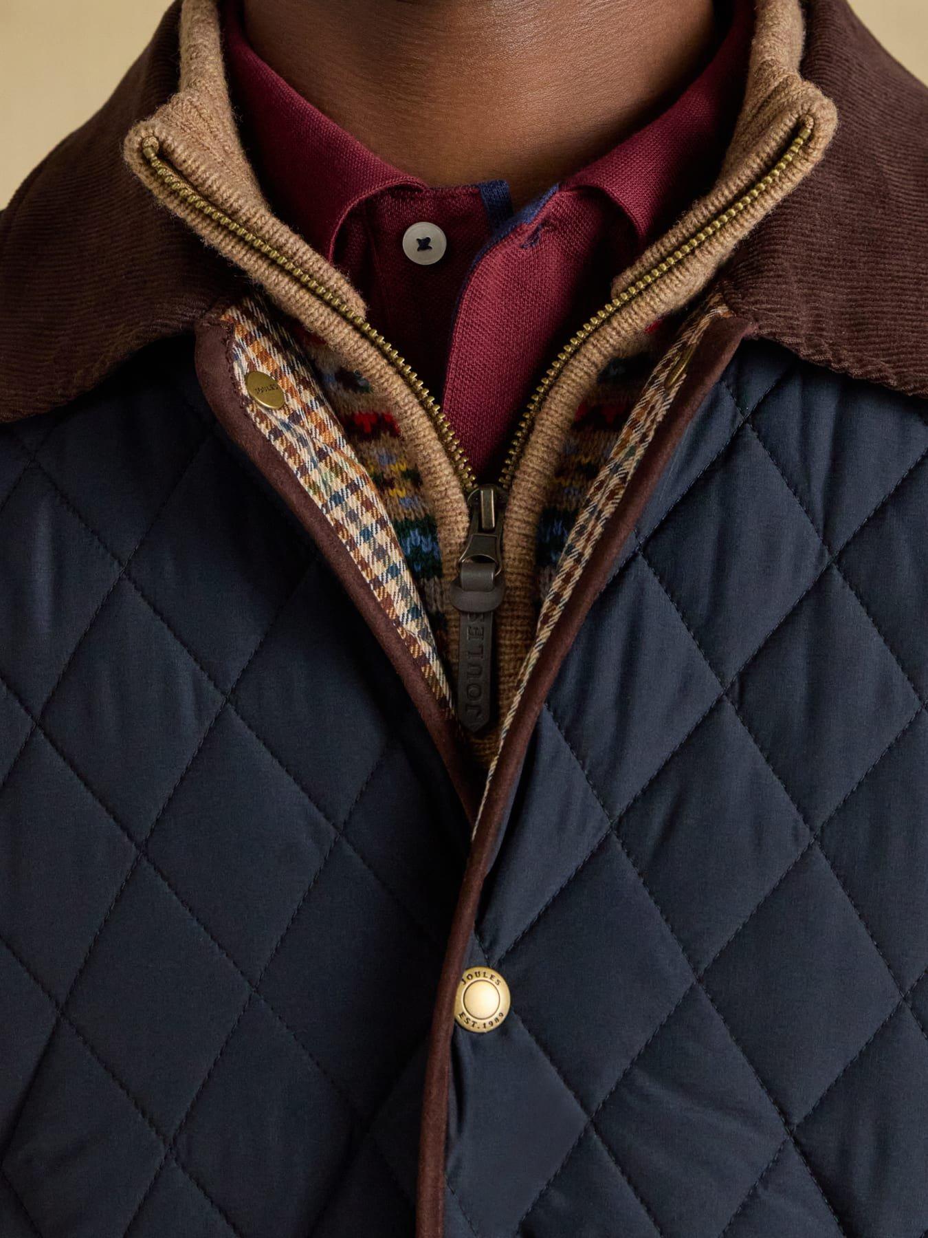 Image 6 of 7 of Joules Mens Lightweight Quilted Cord Collar Jacket - Navy