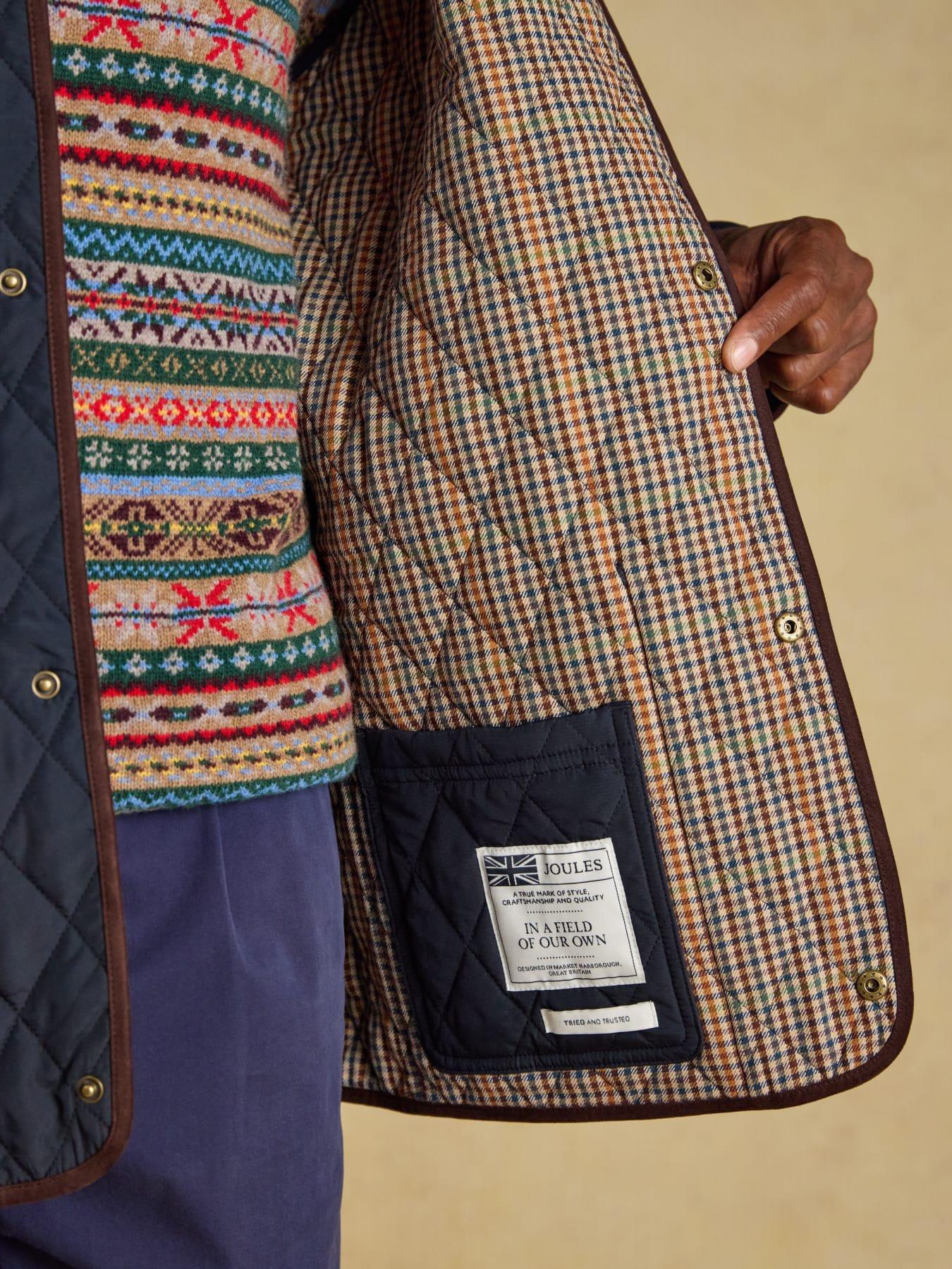 Image 7 of 7 of Joules Mens Lightweight Quilted Cord Collar Jacket - Navy