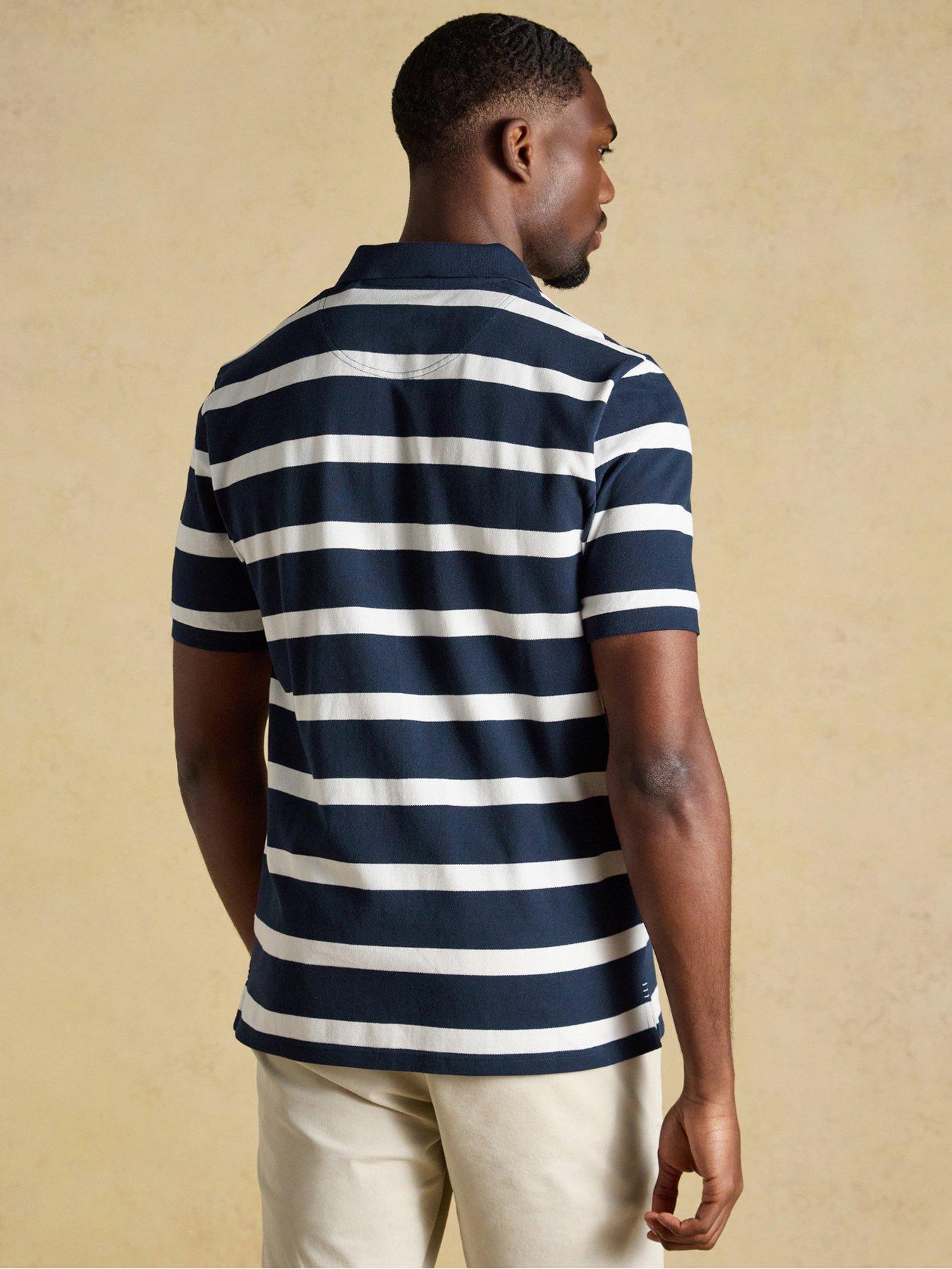 Image 2 of 7 of Joules Woody Stripe Short Sleeve Polo Shirt- Navy