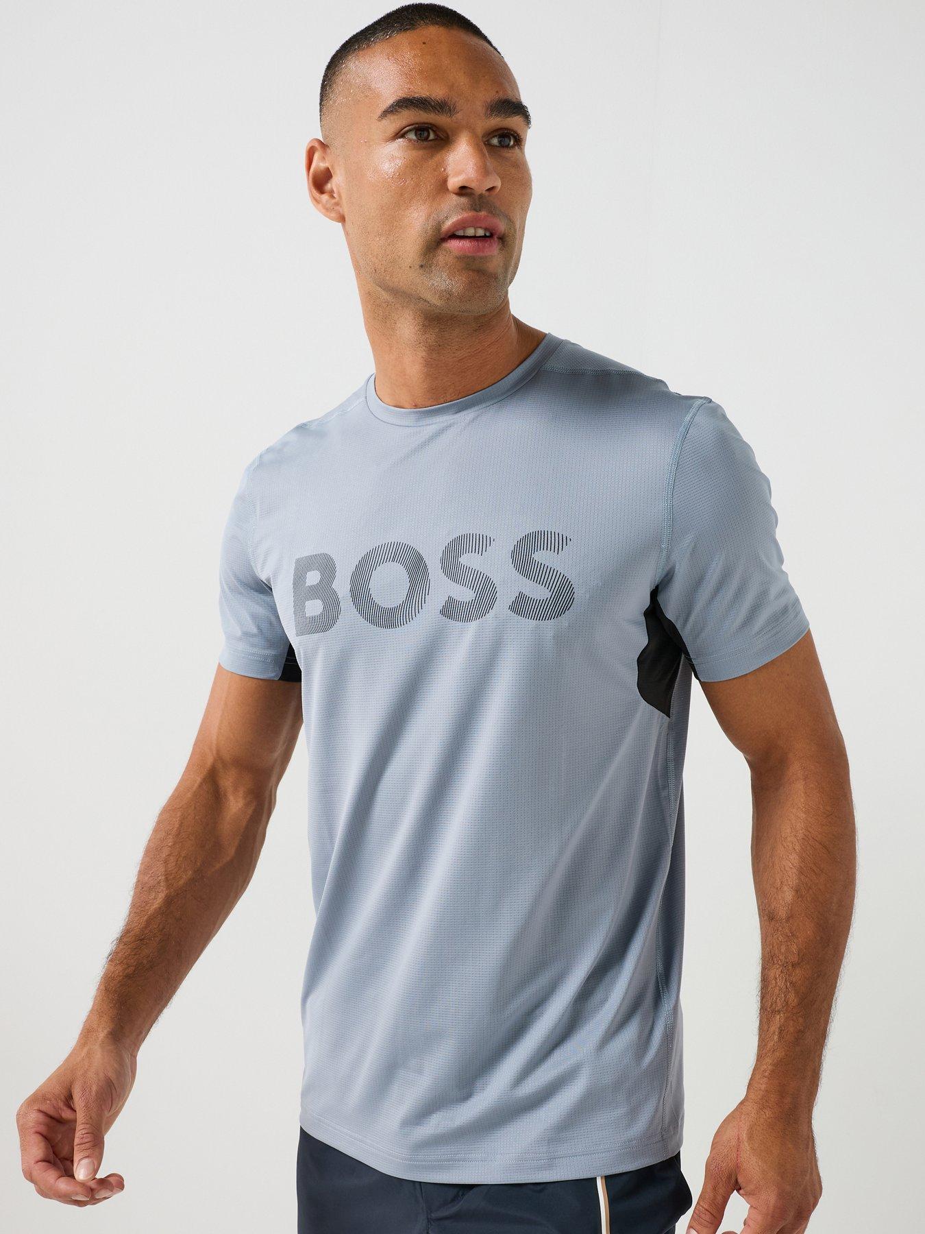 BOSS Mens Active Logo Training T-Shirt - Grey