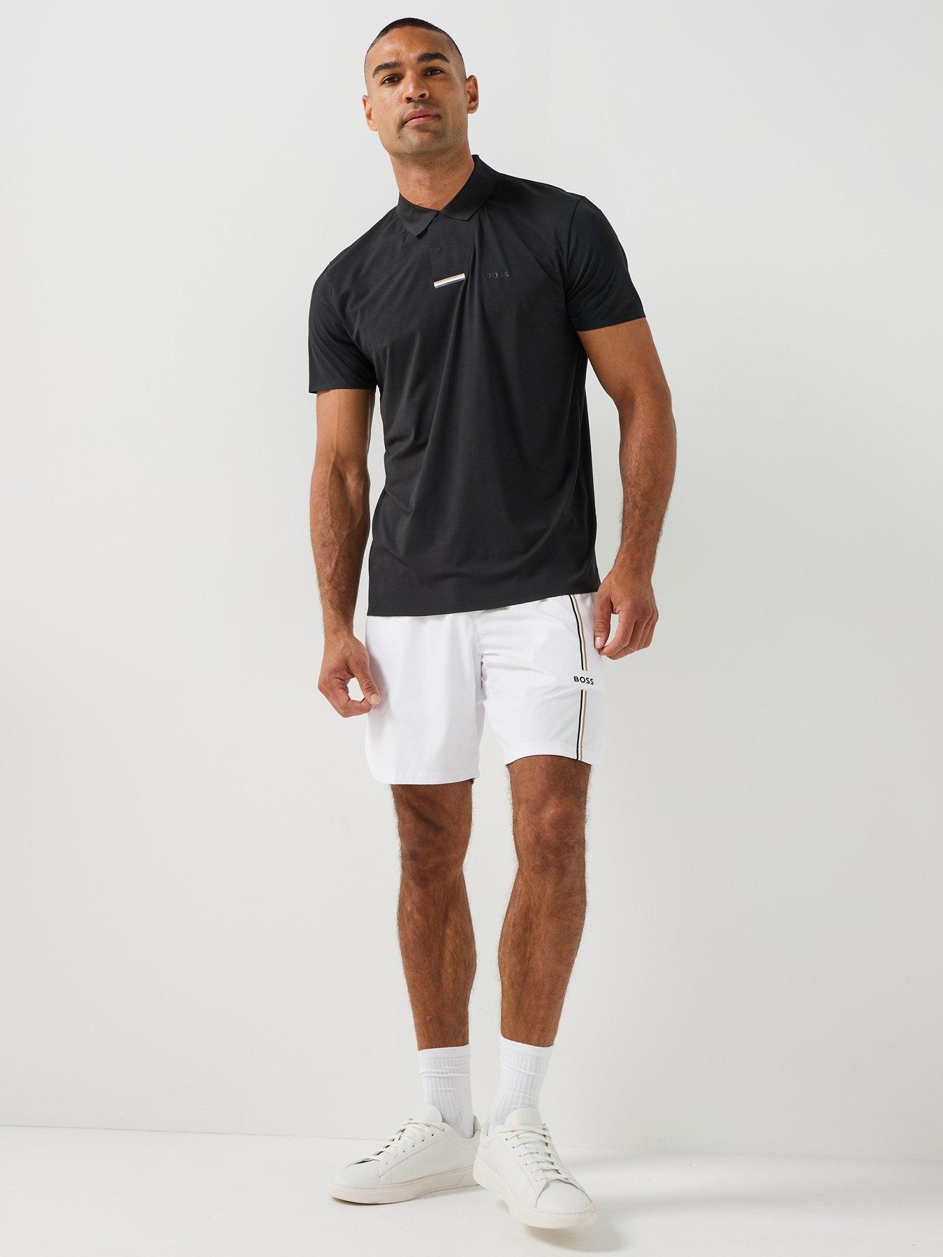 BOSS Mens Pl_goc Swing Snap Closure Tech Polo Shirt - Black | Very