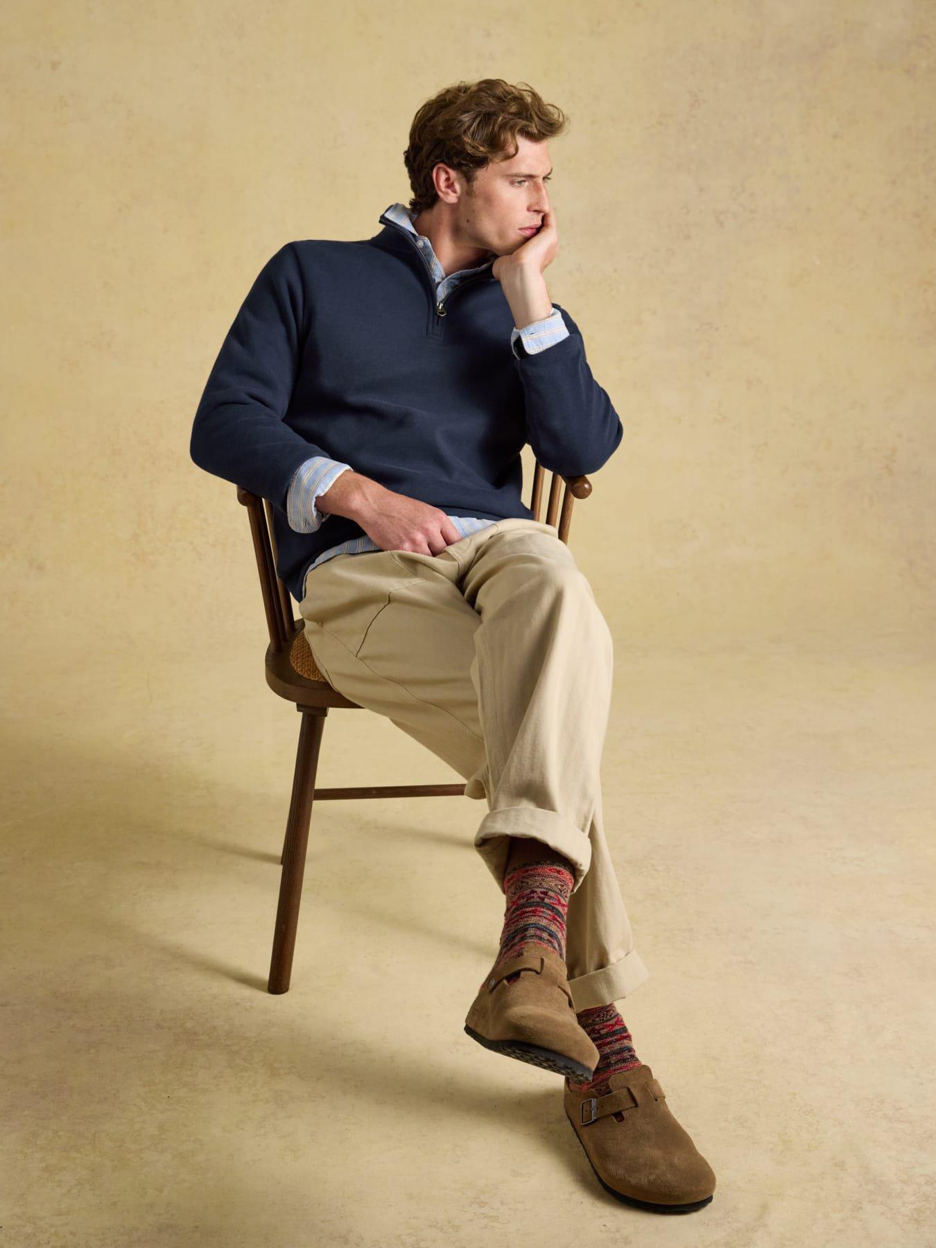 Image 4 of 7 of Joules Alistair 1/4 Zip Sweatshirt- Navy
