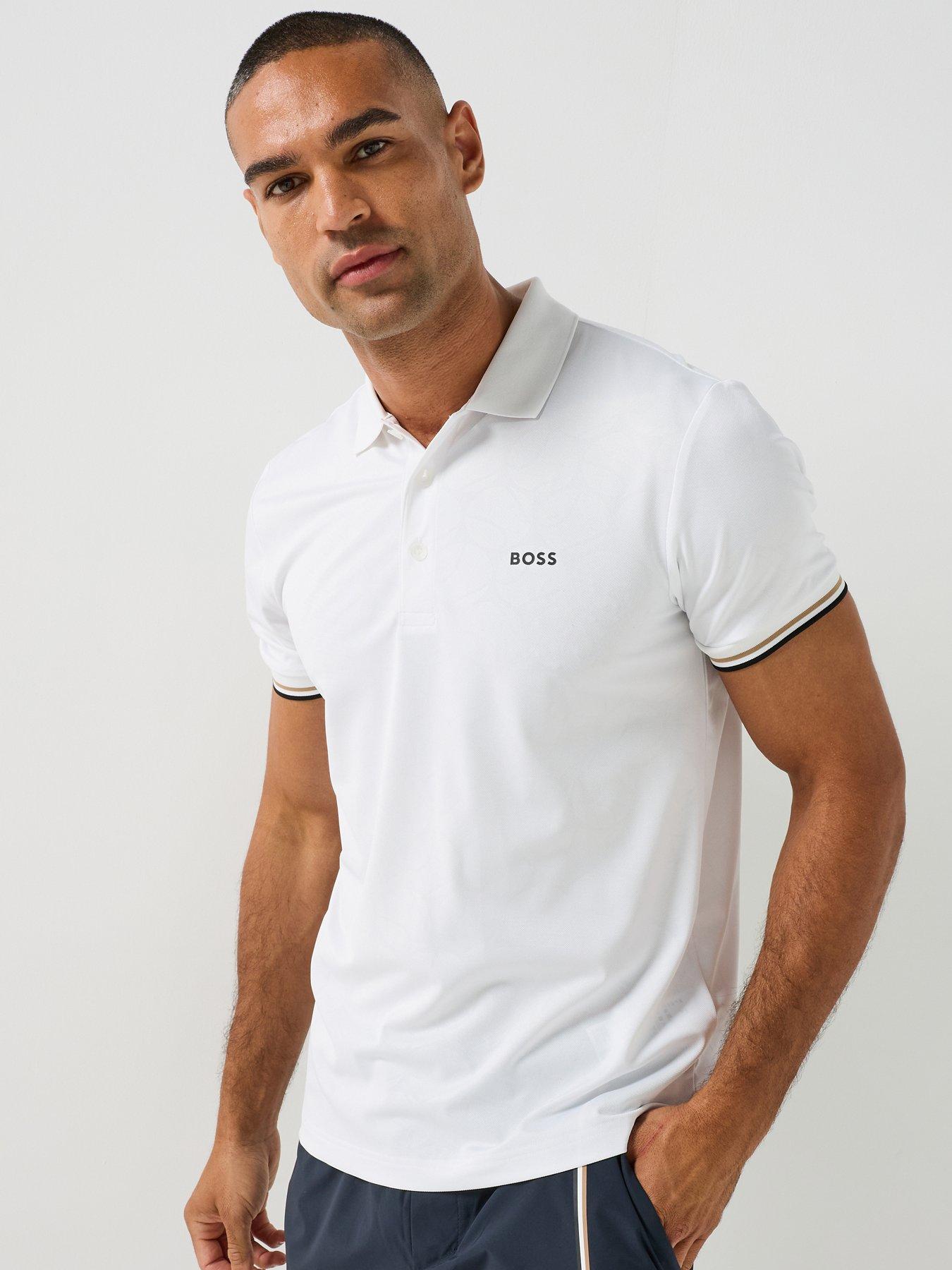 BOSS Mens Pl_toc Game 1 Tennis Ball Jacquard Polo Shirt - White