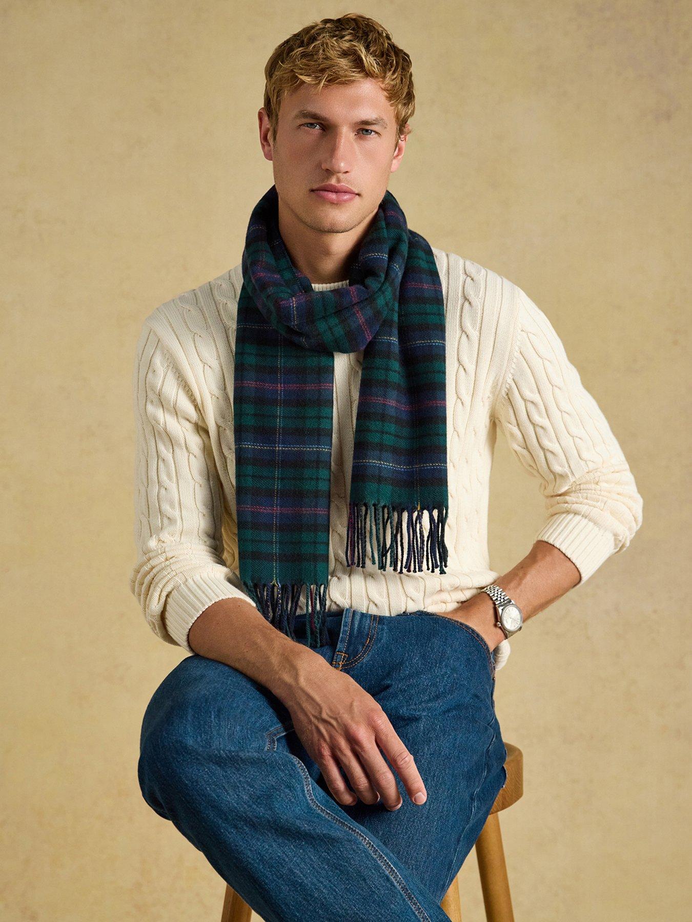 Image 2 of 6 of Joules Mens Langtree Heritage Check Brushed Scarf - Navy