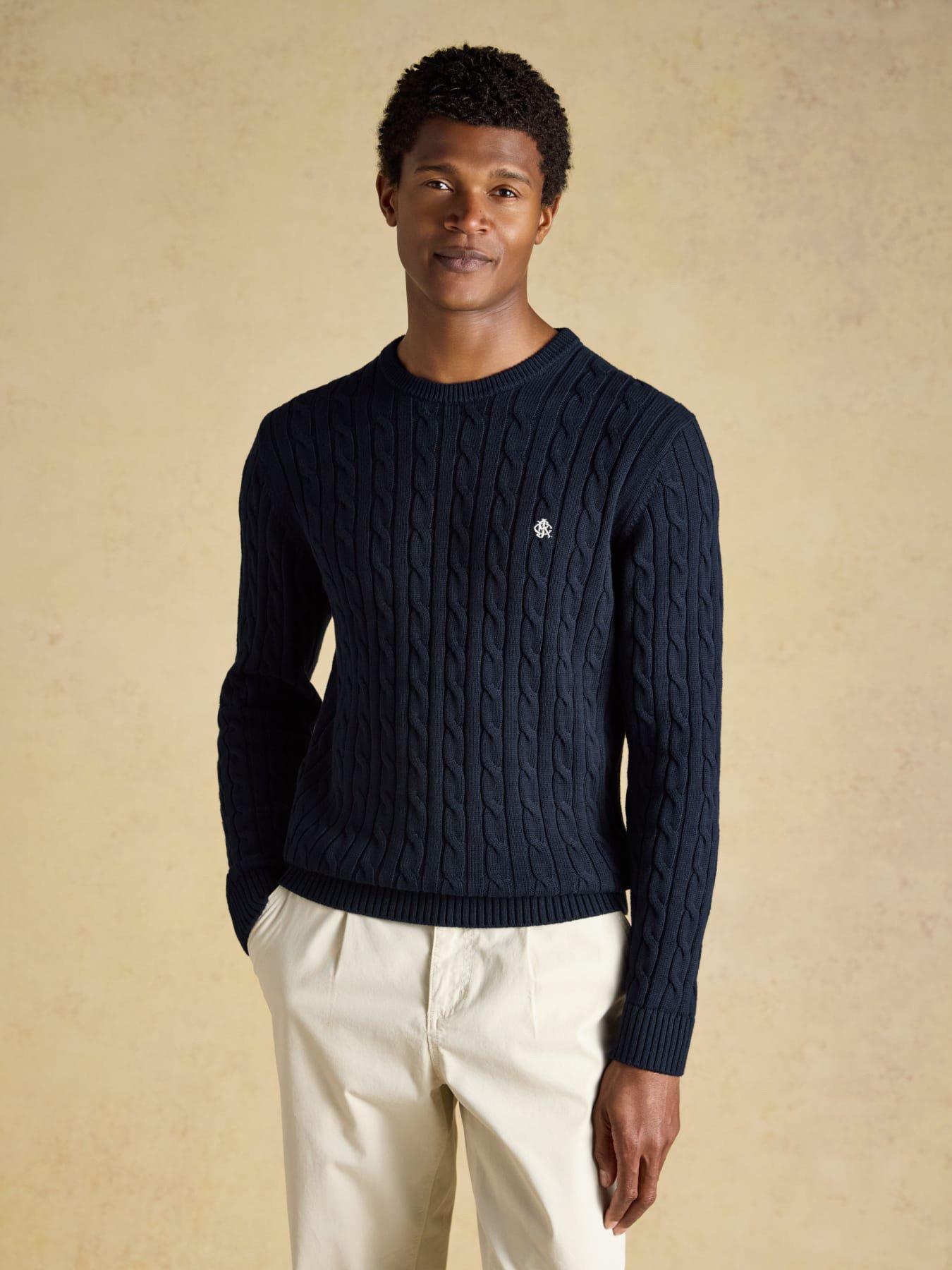 Image 1 of 7 of Joules Cable Crew Knitted Jumper- Navy