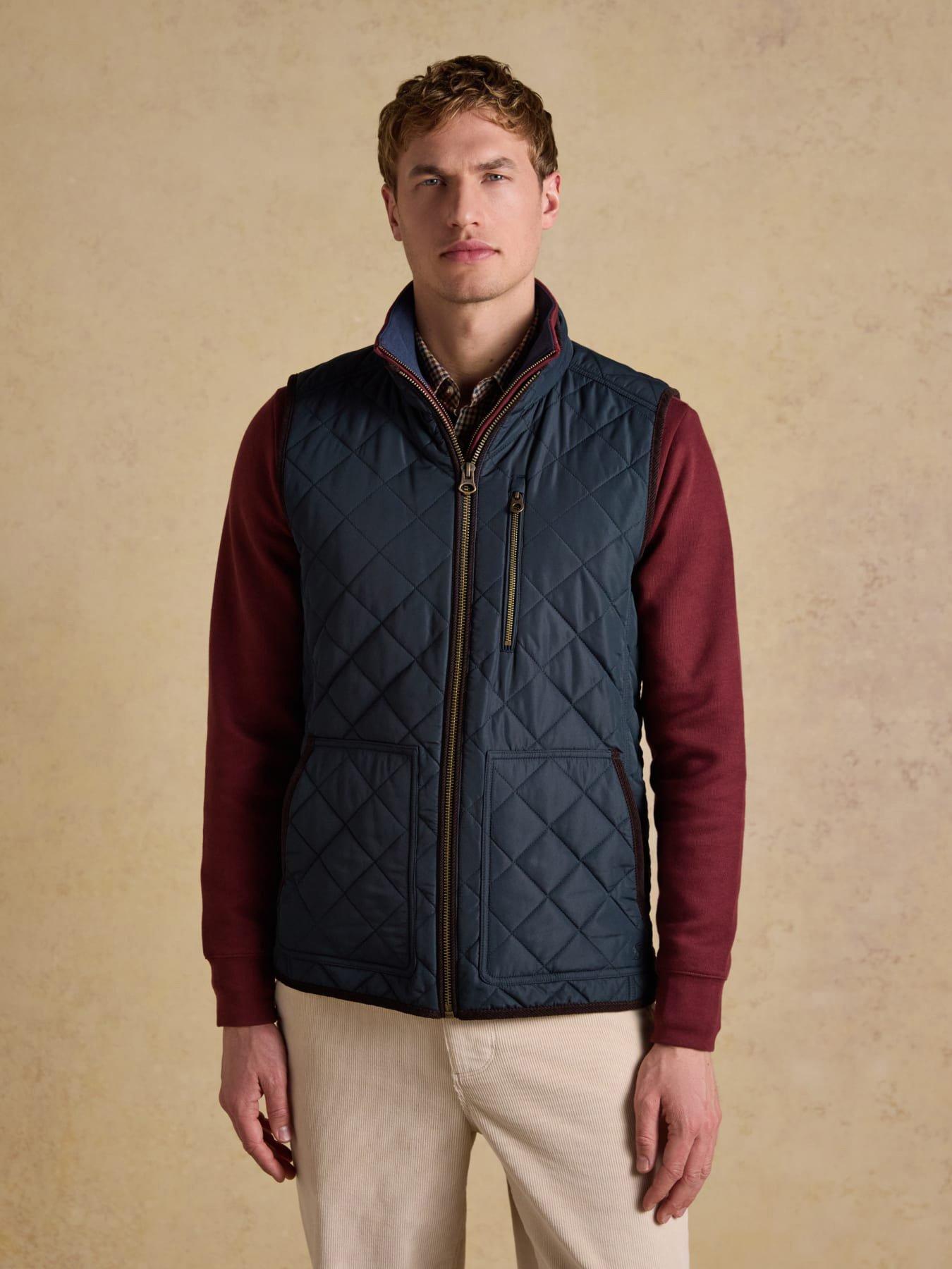 Joules Mens Maynard Quilted Funnel Neck Gilet - Navy