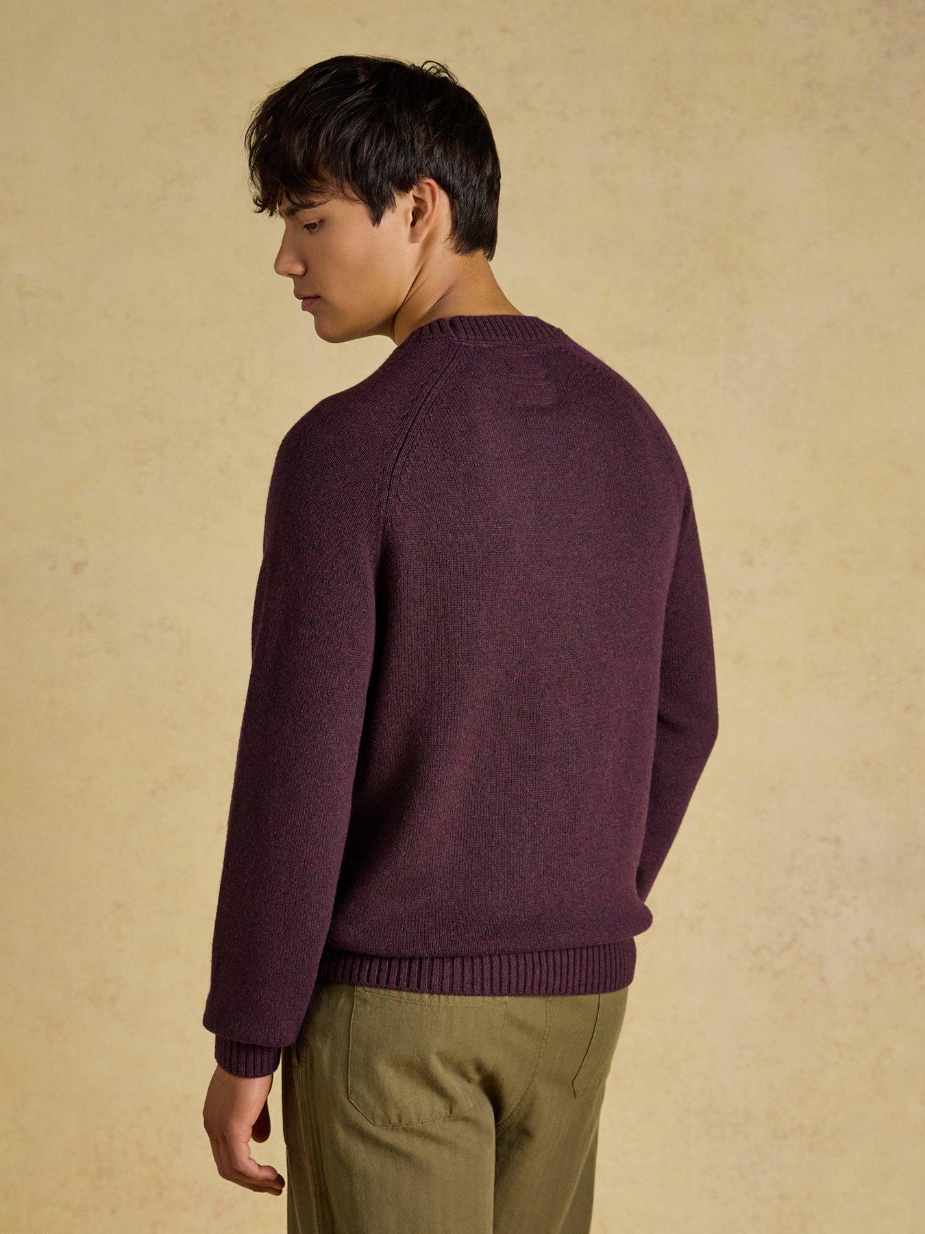 Image 2 of 7 of Joules Intarsia Jonty Crew Knitted Jumper- Purple