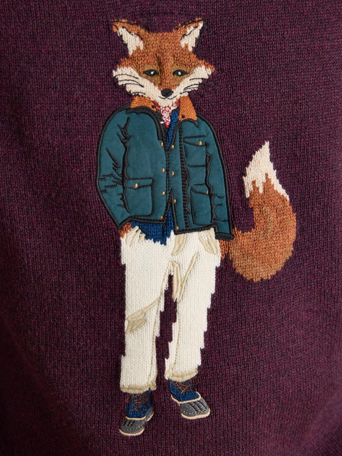 Image 7 of 7 of Joules Intarsia Jonty Crew Knitted Jumper- Purple
