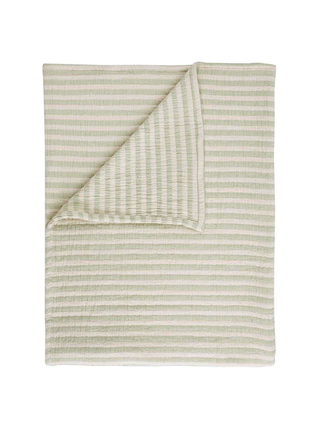 Image 2 of 4 of Bianca Fine Linens Cotton Muslin Stripe 100% Cotton Throw