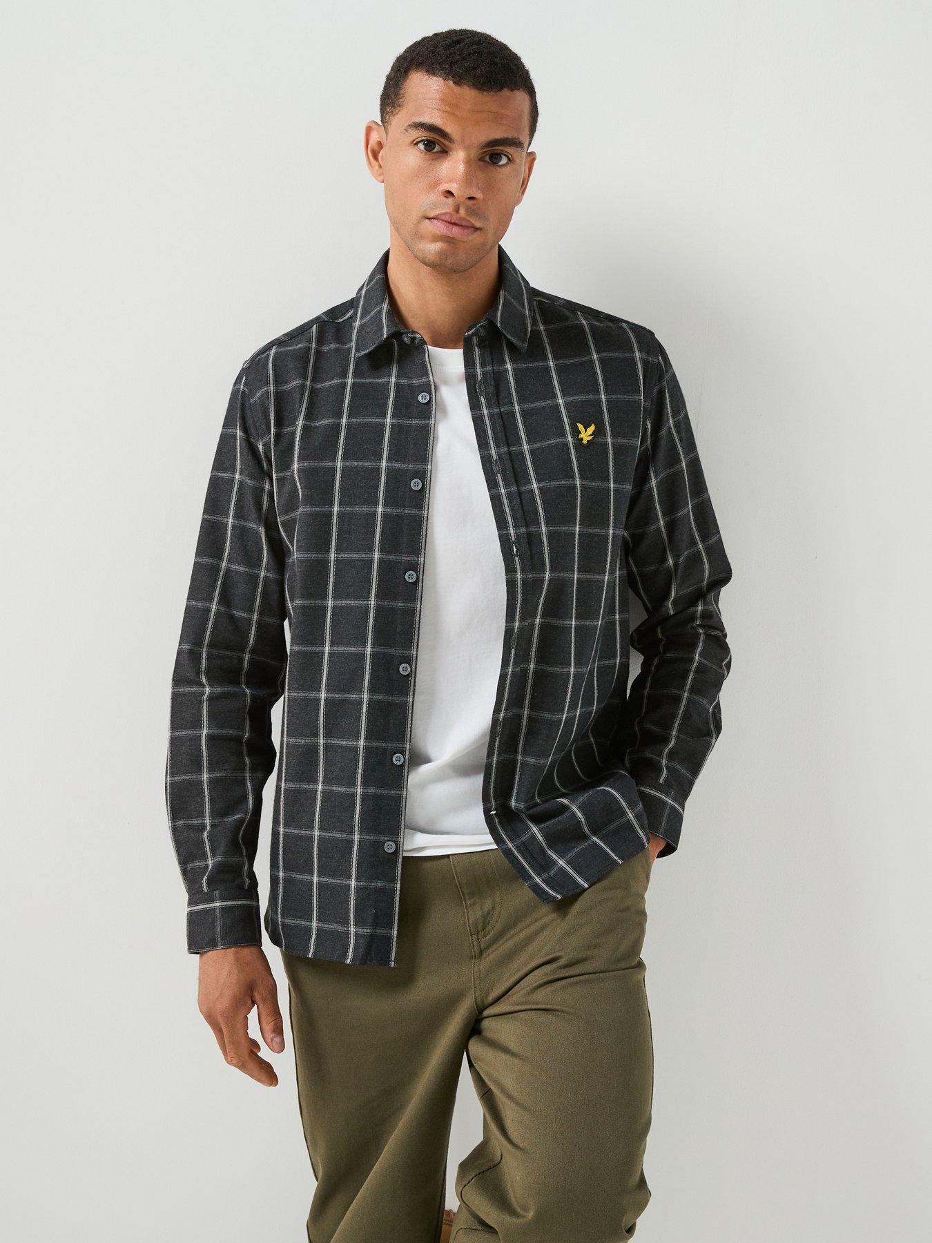 Image 1 of 6 of Lyle & Scott Lyle &amp; Scott Broad Windowpane Check Shirt - Black