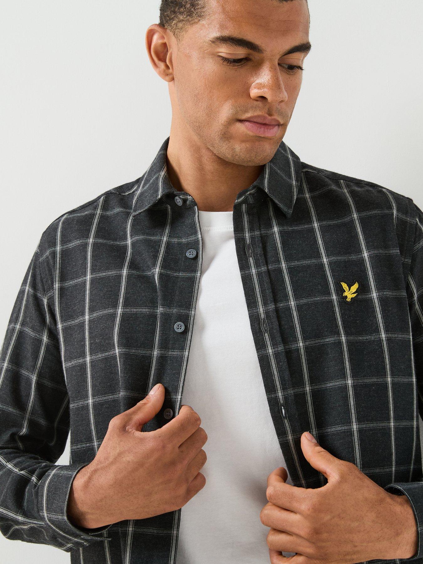 Image 4 of 6 of Lyle & Scott Lyle &amp; Scott Broad Windowpane Check Shirt - Black