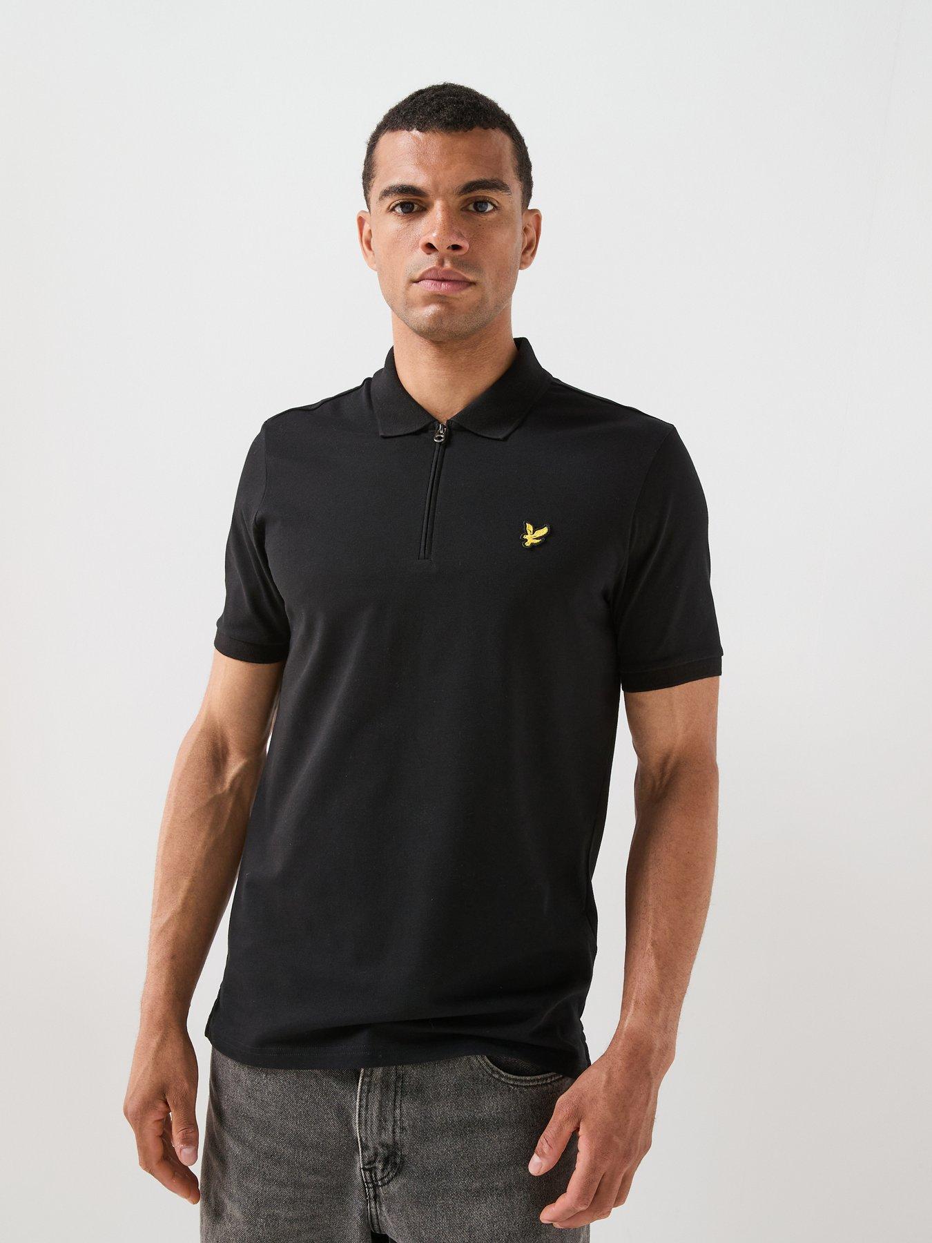 Image 1 of 6 of Lyle & Scott Lyle &amp; Scott Quarter Zip Polo Shirt - Black