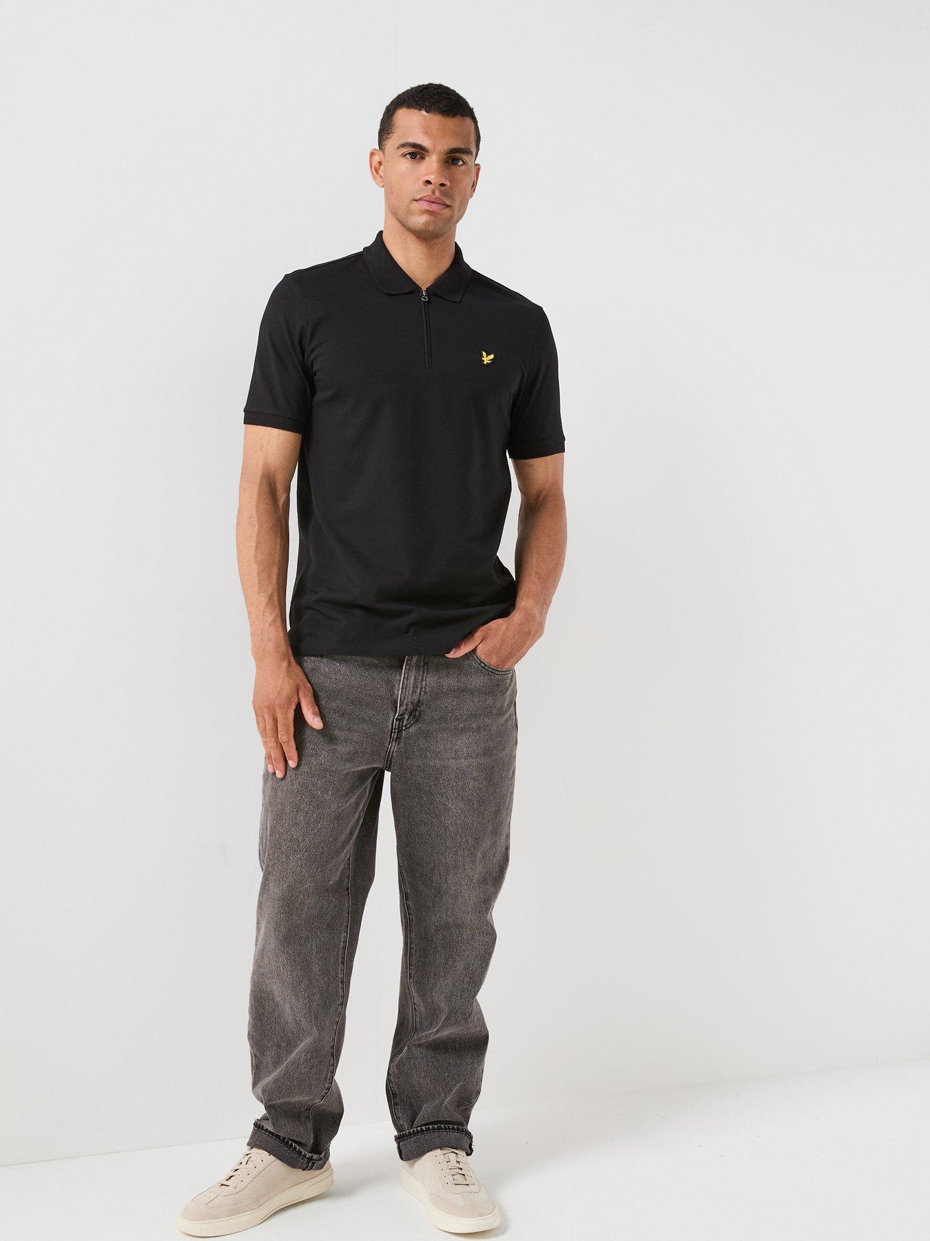 Image 3 of 6 of Lyle & Scott Lyle &amp; Scott Quarter Zip Polo Shirt - Black