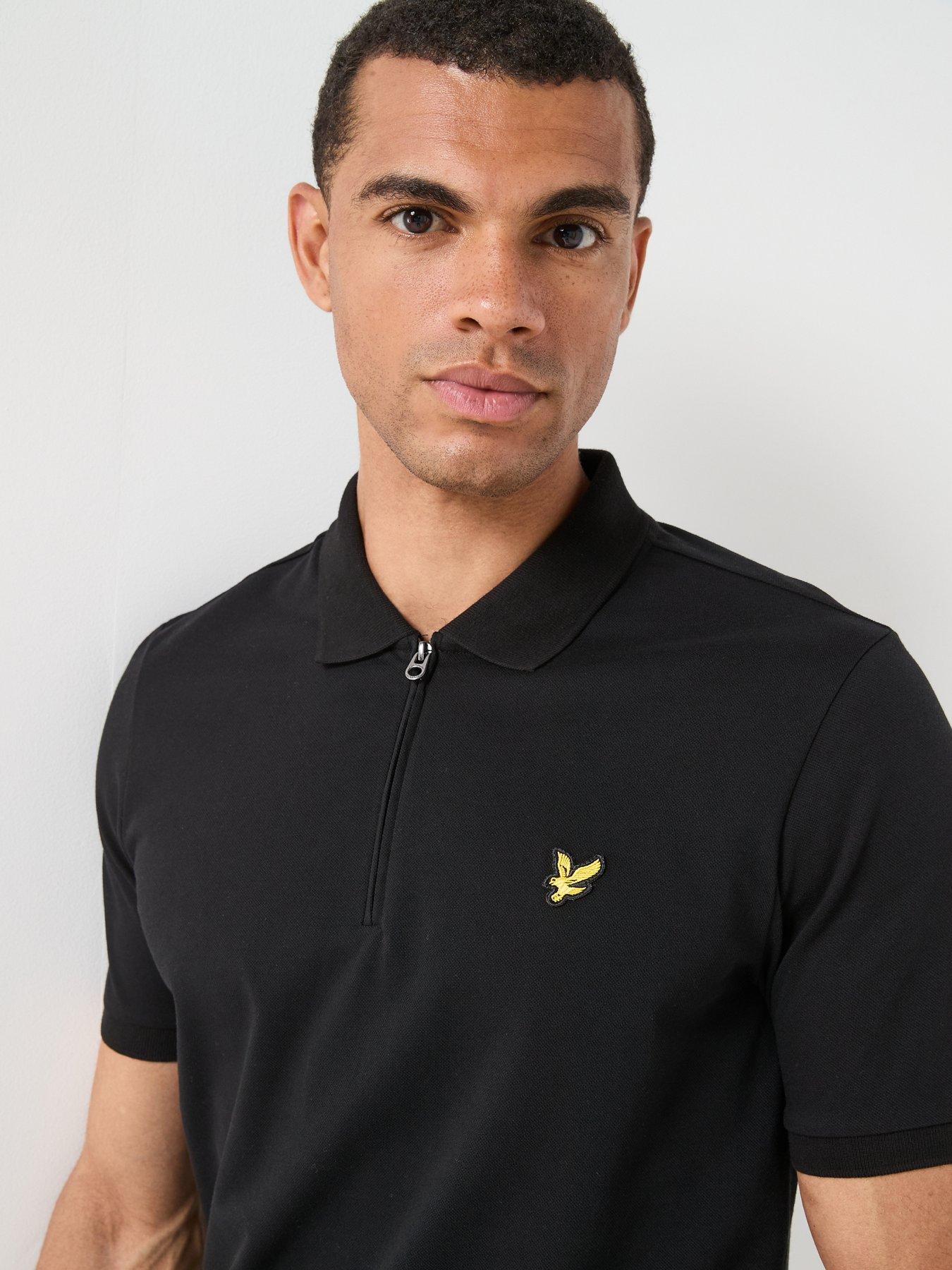 Image 4 of 6 of Lyle & Scott Lyle &amp; Scott Quarter Zip Polo Shirt - Black