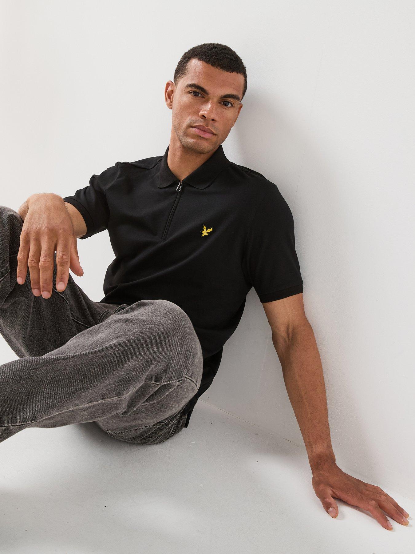 Image 6 of 6 of Lyle & Scott Lyle &amp; Scott Quarter Zip Polo Shirt - Black