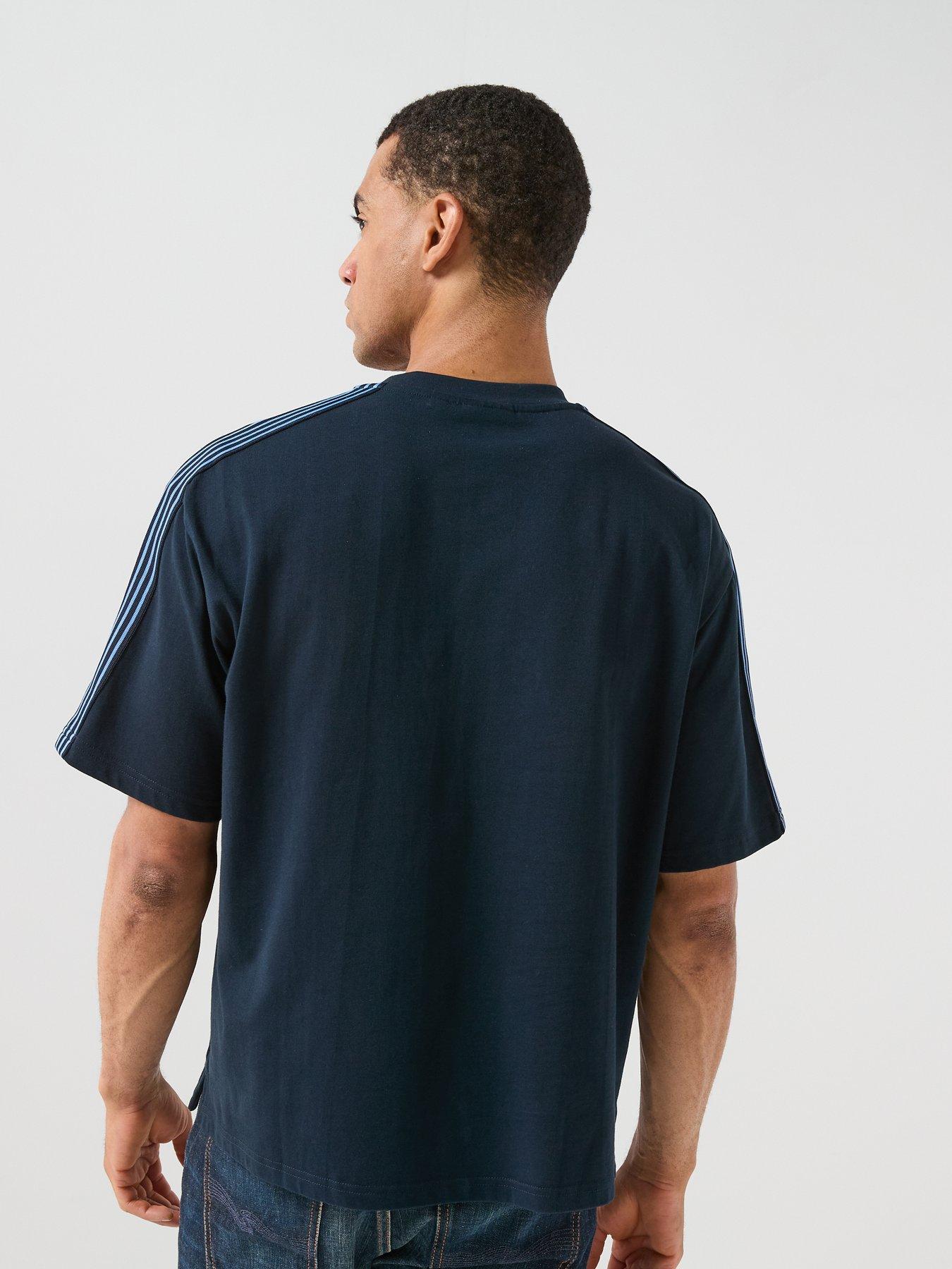 Image 2 of 6 of Lyle & Scott Stripe Taped Cotton T-Shirt - Navy