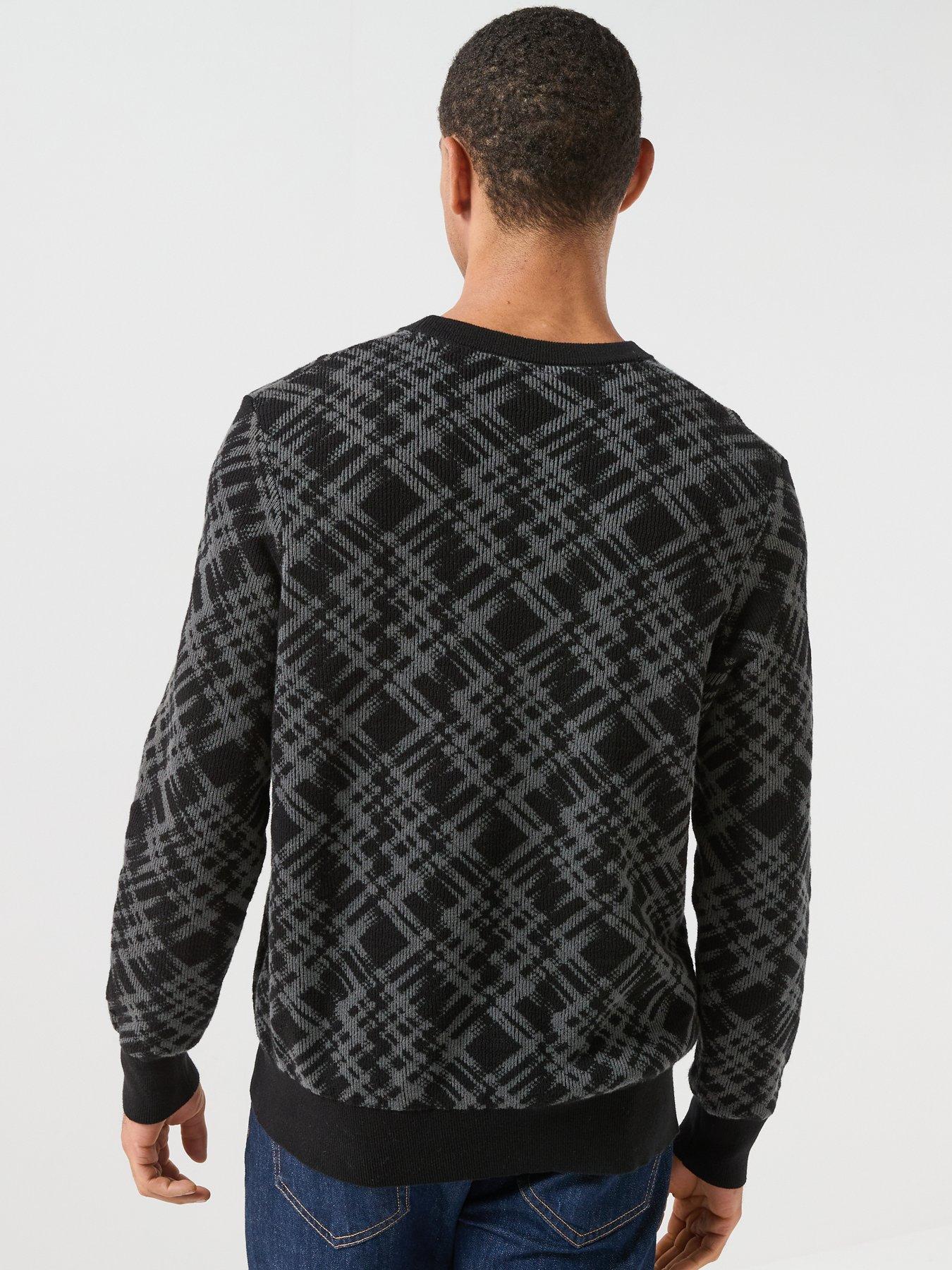 Image 2 of 5 of Lyle & Scott Lyle &amp; Scott Ladder Tartan Crew Neck Knitted Jumper - Black