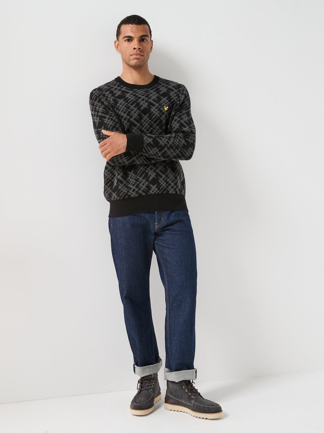 Image 3 of 5 of Lyle & Scott Lyle &amp; Scott Ladder Tartan Crew Neck Knitted Jumper - Black