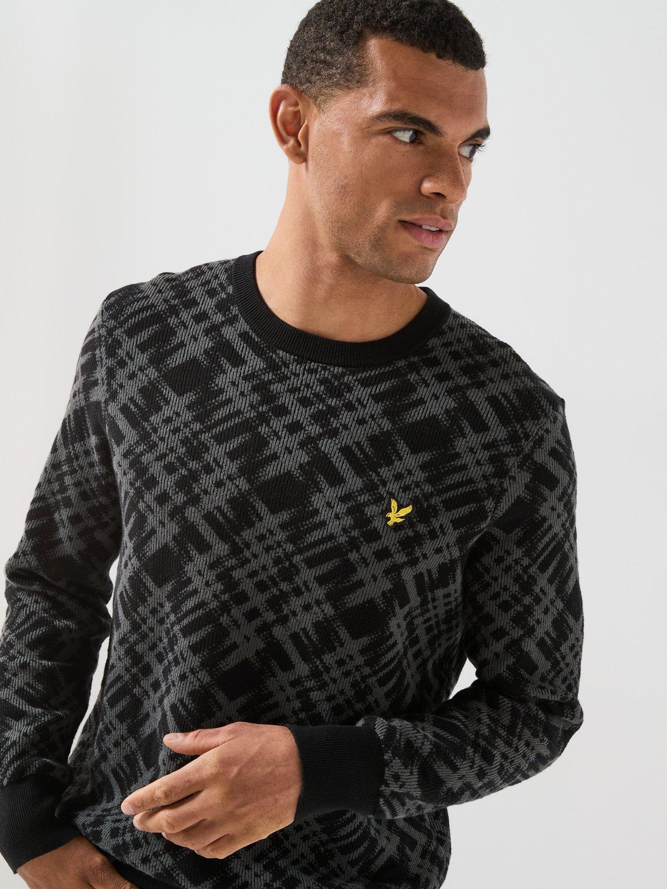 Image 5 of 5 of Lyle & Scott Lyle &amp; Scott Ladder Tartan Crew Neck Knitted Jumper - Black