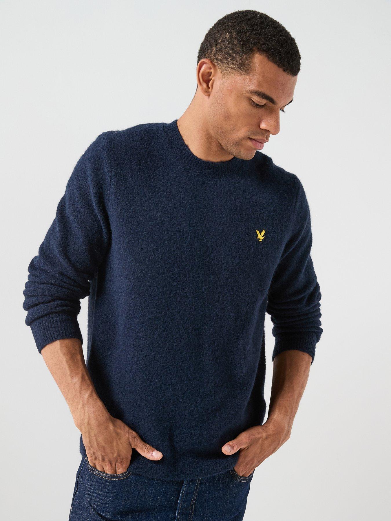 Image 1 of 6 of Lyle & Scott Lyle &amp; Scott Brushed Crew Neck Knitted Jumper - Navy