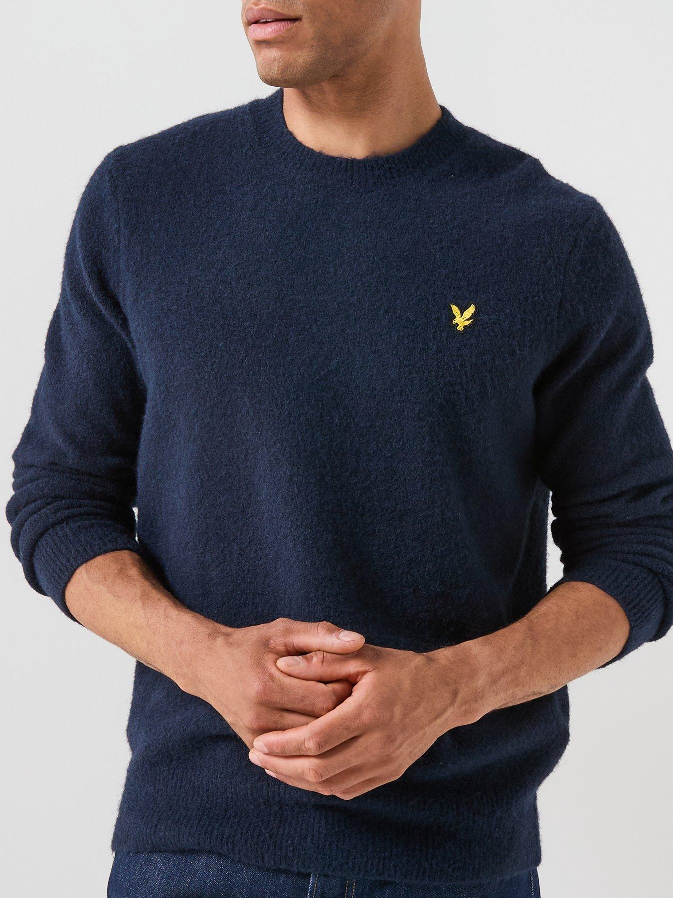 Image 4 of 6 of Lyle & Scott Lyle &amp; Scott Brushed Crew Neck Knitted Jumper - Navy