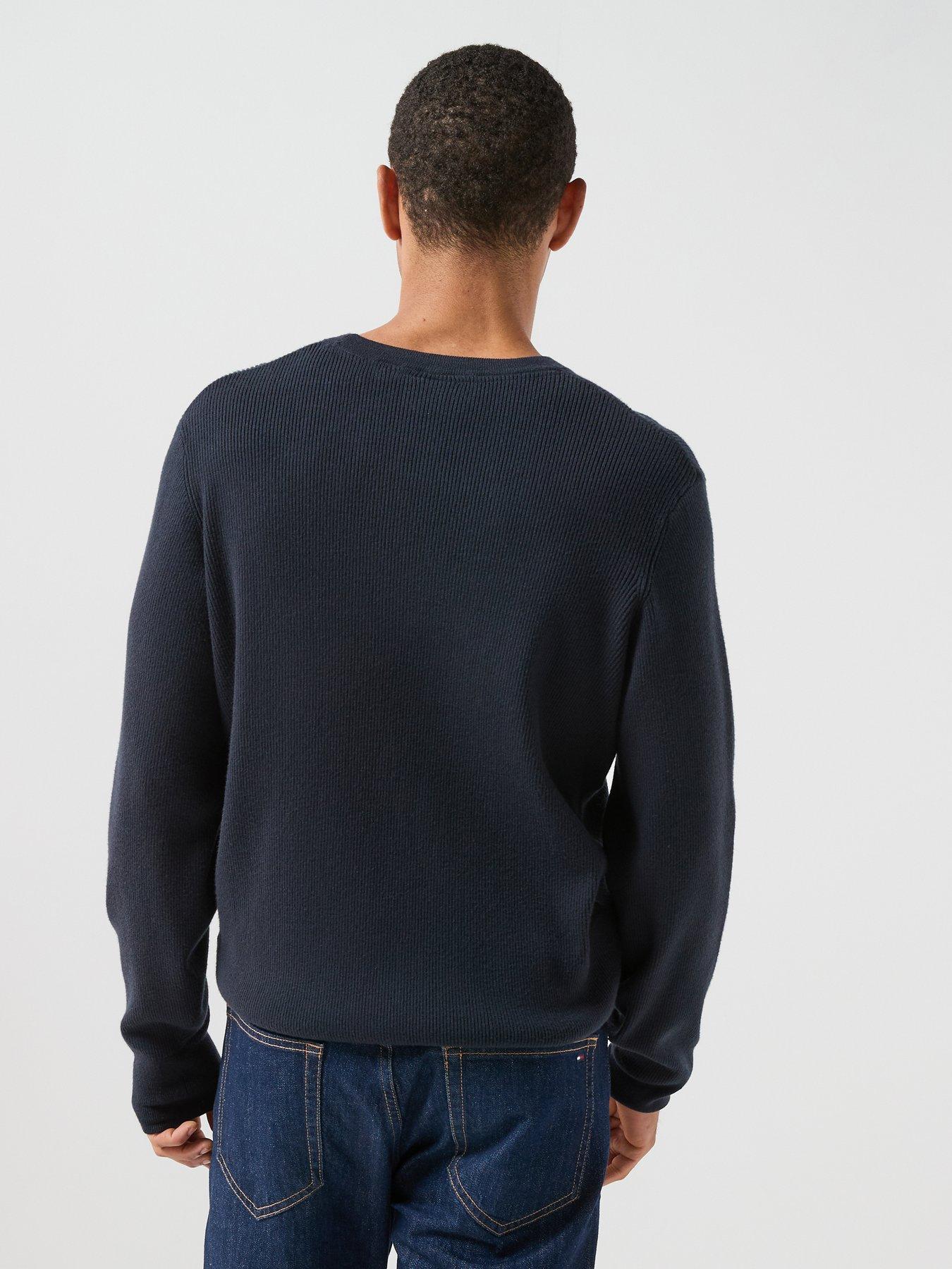 Image 2 of 5 of Lyle & Scott Mens Relaxed Ribbed Crew Neck Knitted Jumper - Navy