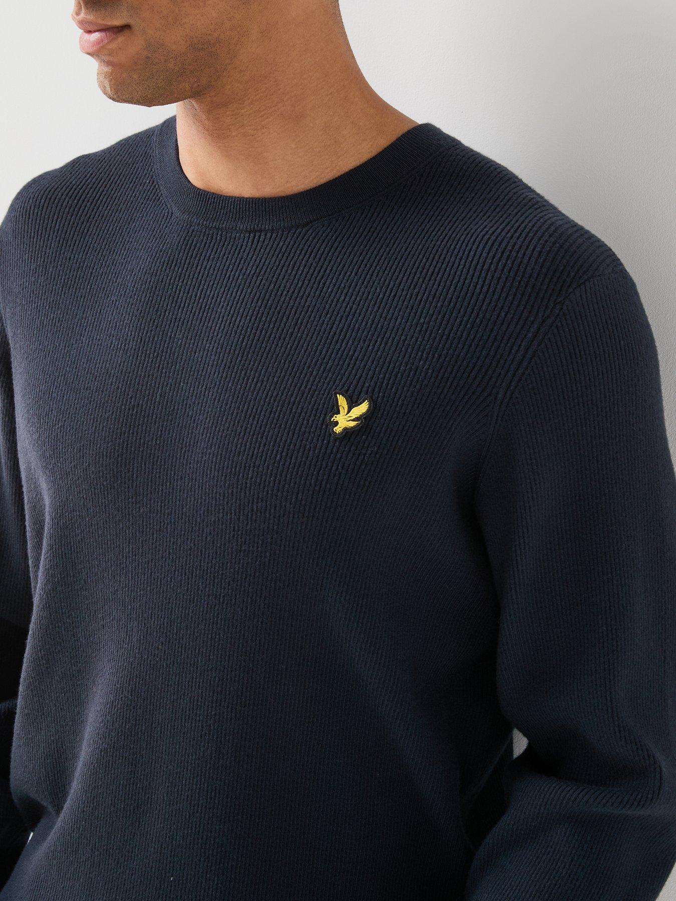 Image 4 of 5 of Lyle & Scott Mens Relaxed Ribbed Crew Neck Knitted Jumper - Navy