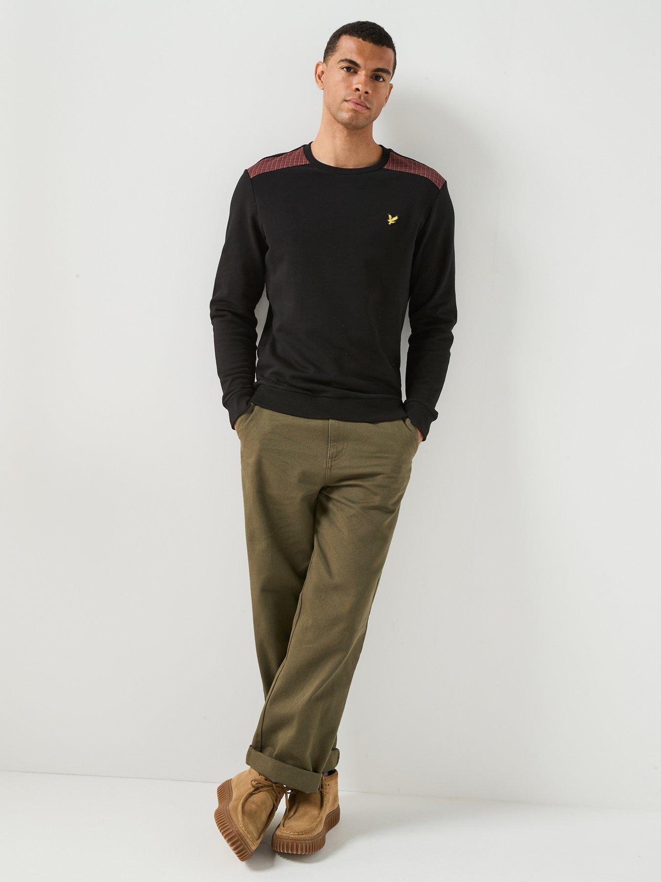 Image 3 of 6 of Lyle & Scott Check Panelled Crew Sweatshirt - Black
