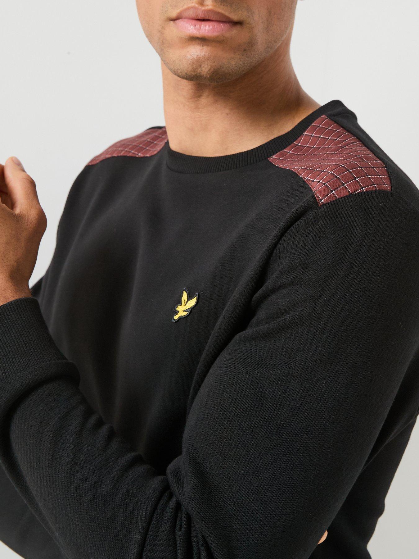 Image 5 of 6 of Lyle & Scott Check Panelled Crew Sweatshirt - Black
