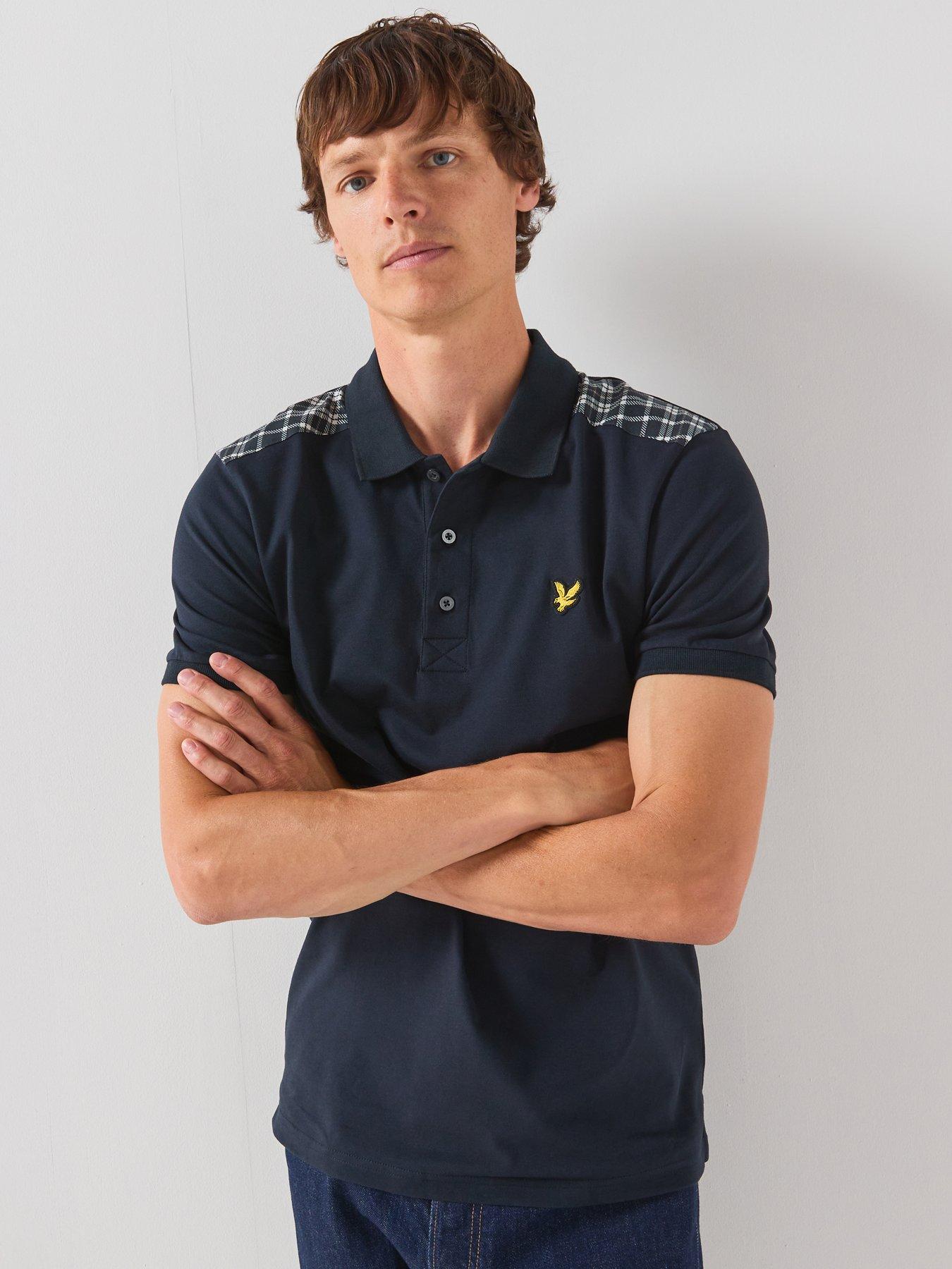Lyle & Scott Men's Dark Navy Check Panelled Polo Shirt - Image 3