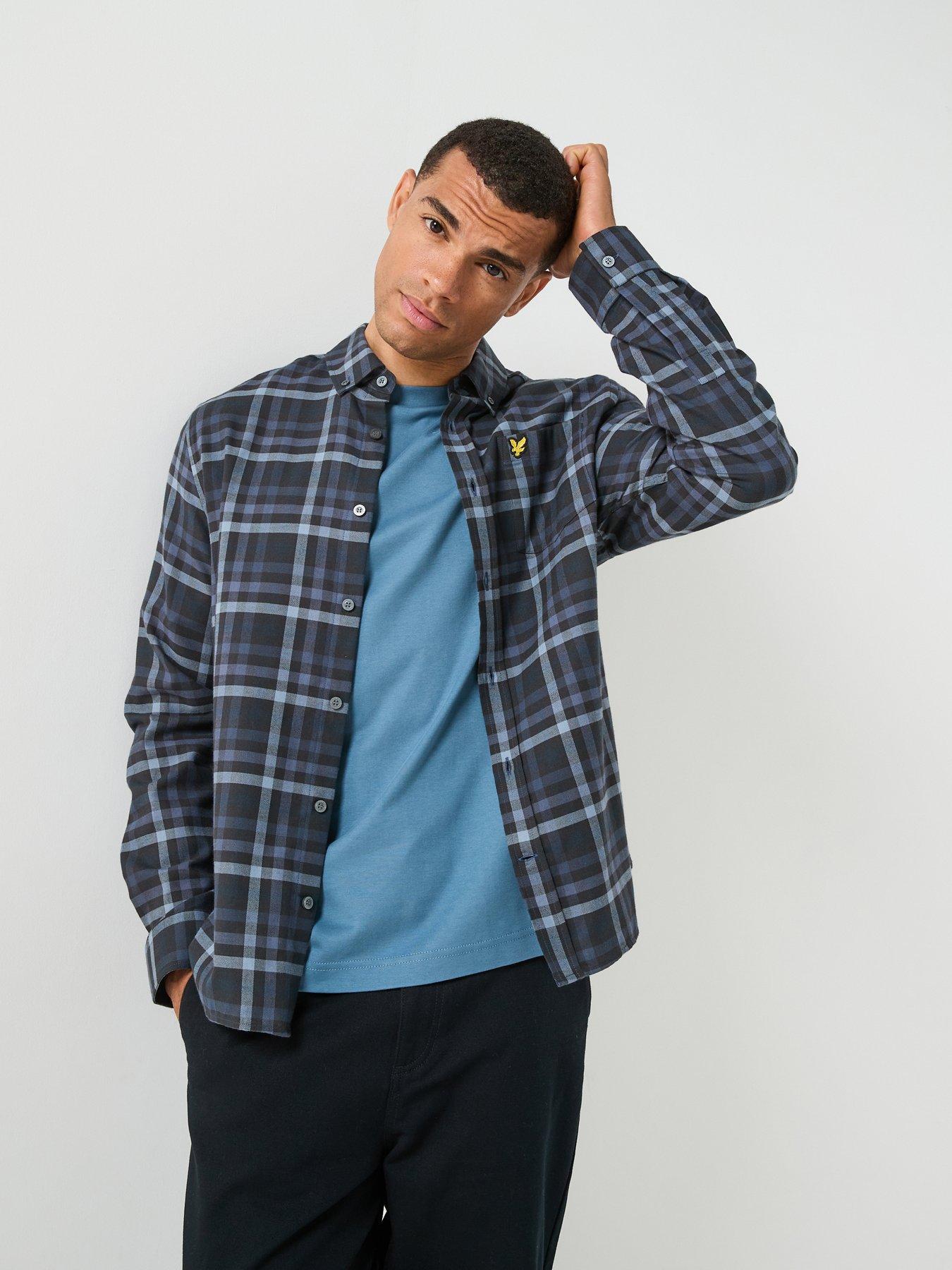 Image 1 of 6 of Lyle & Scott Lyle &amp; Scott Tonal Check Shirt - Navy