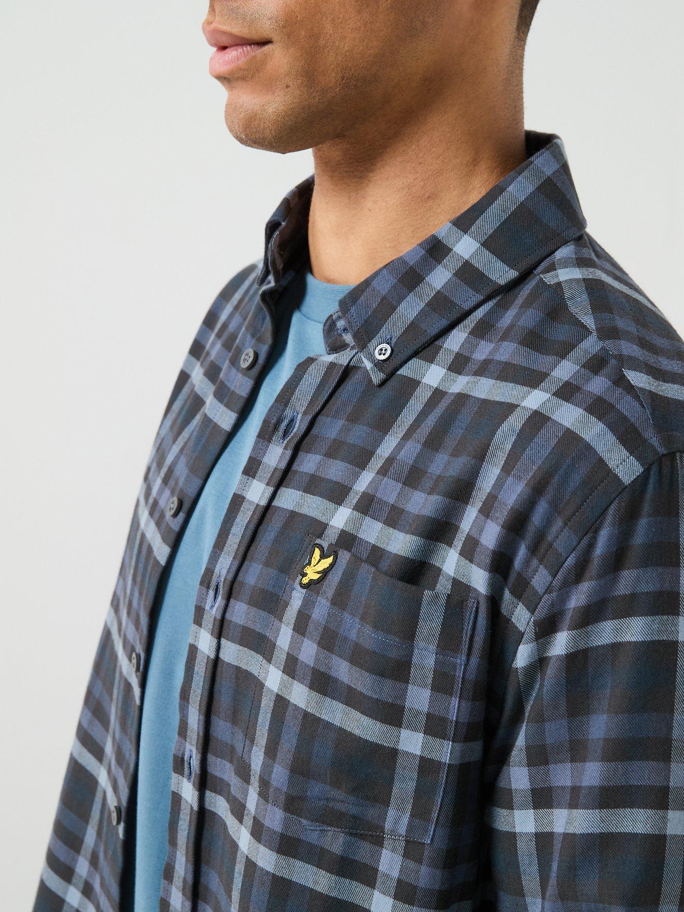 Image 4 of 6 of Lyle & Scott Lyle &amp; Scott Tonal Check Shirt - Navy
