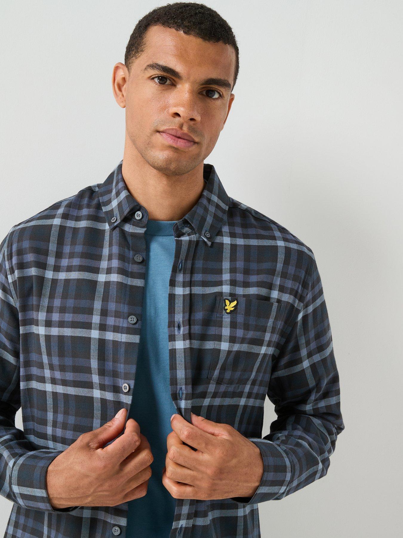Image 5 of 6 of Lyle & Scott Lyle &amp; Scott Tonal Check Shirt - Navy