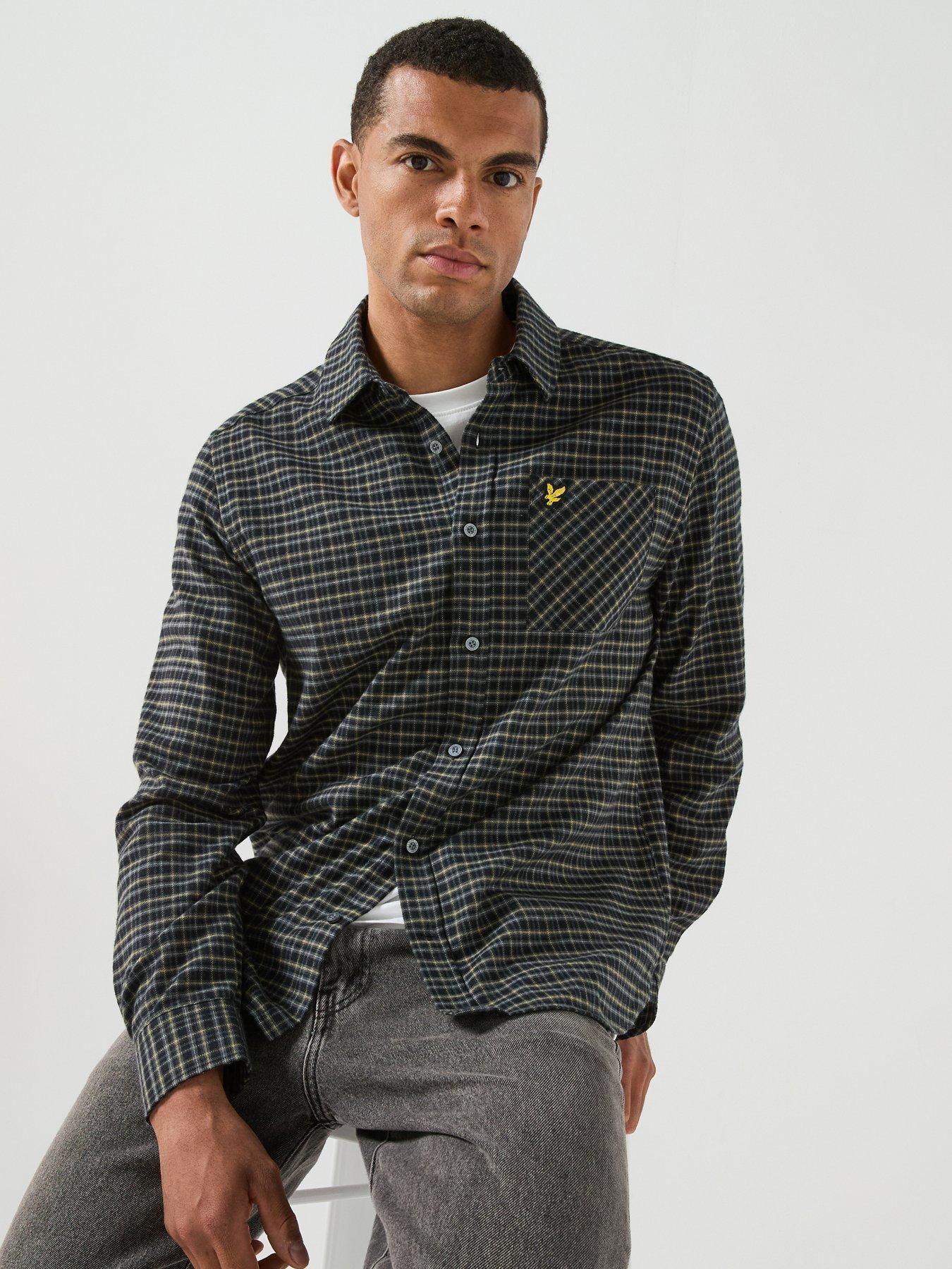 Lyle & Scott Mens Tartan Flannel Button Through Shirt, Black, Size Xl, Men