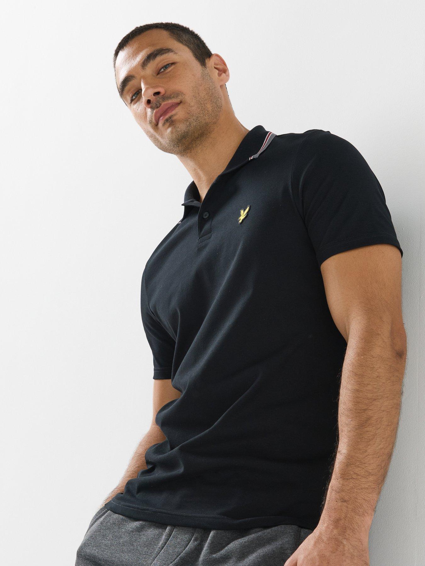 Lyle & Scott Men's Jet Black Tipped Track Polo Shirt - Image 4